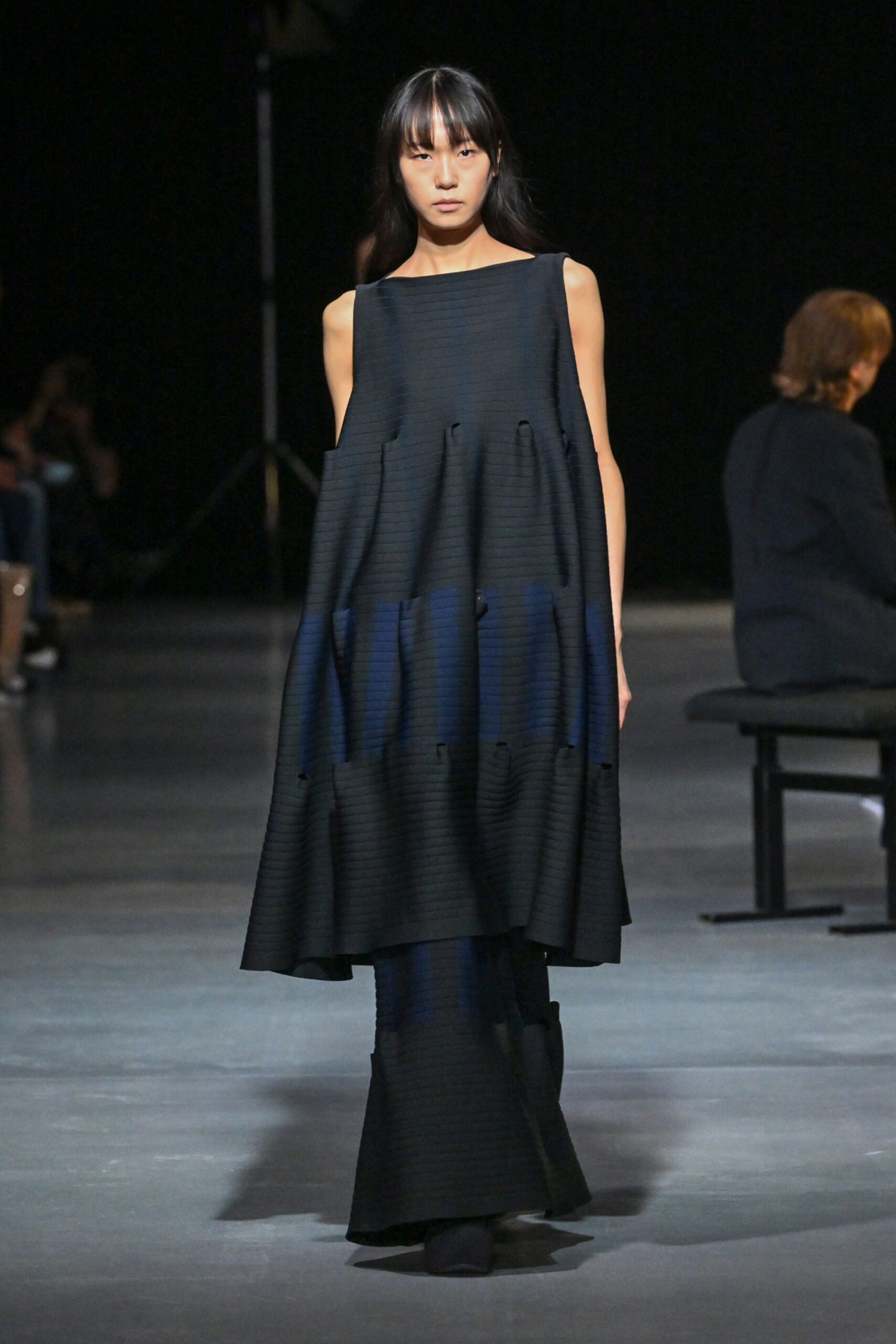 black layered sleeveless dress