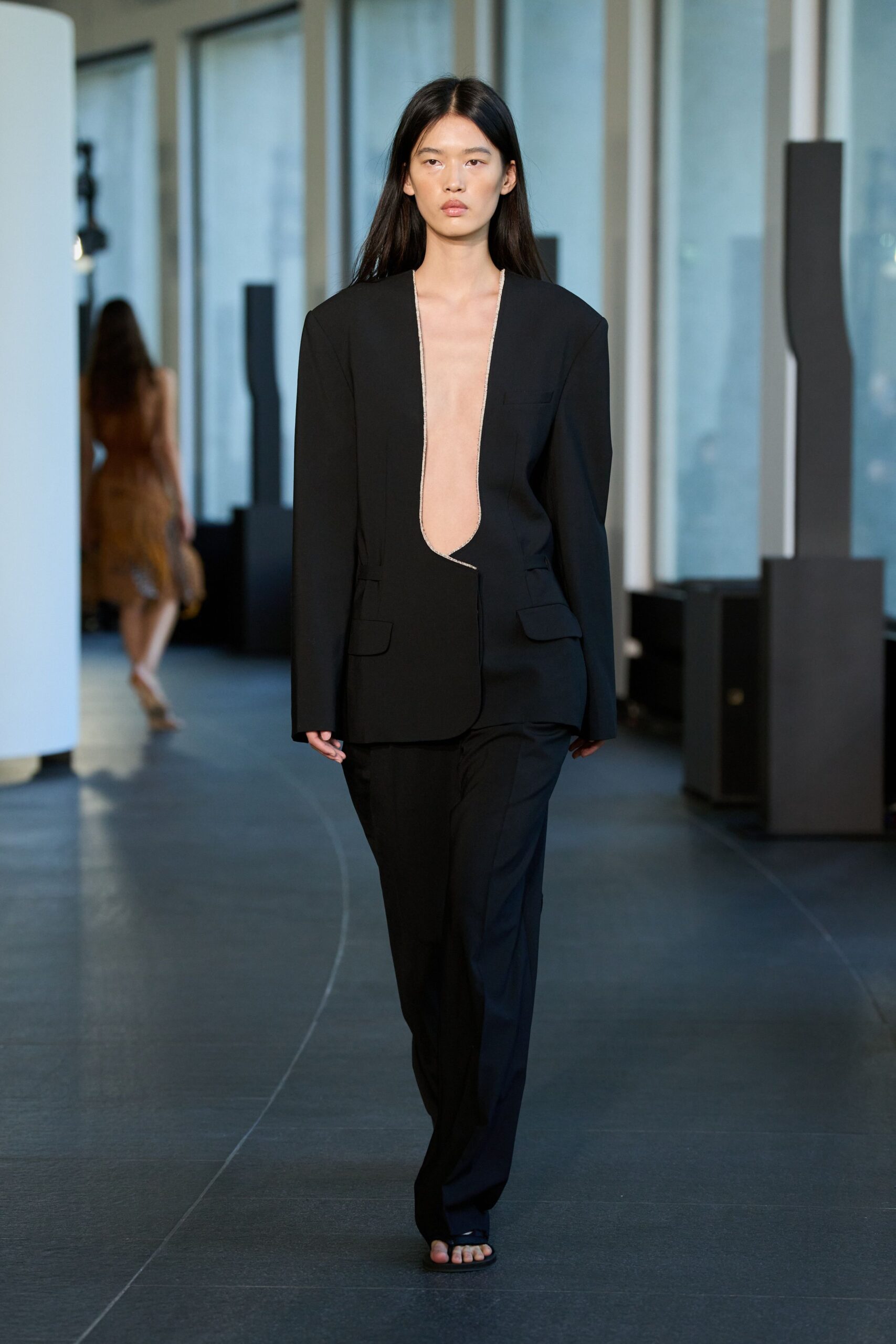 black fitted blazer and pants