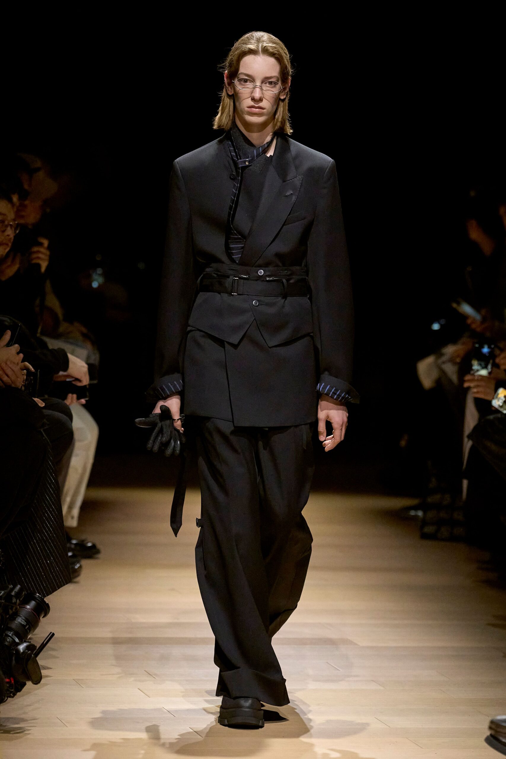 black tailored blazer and pants