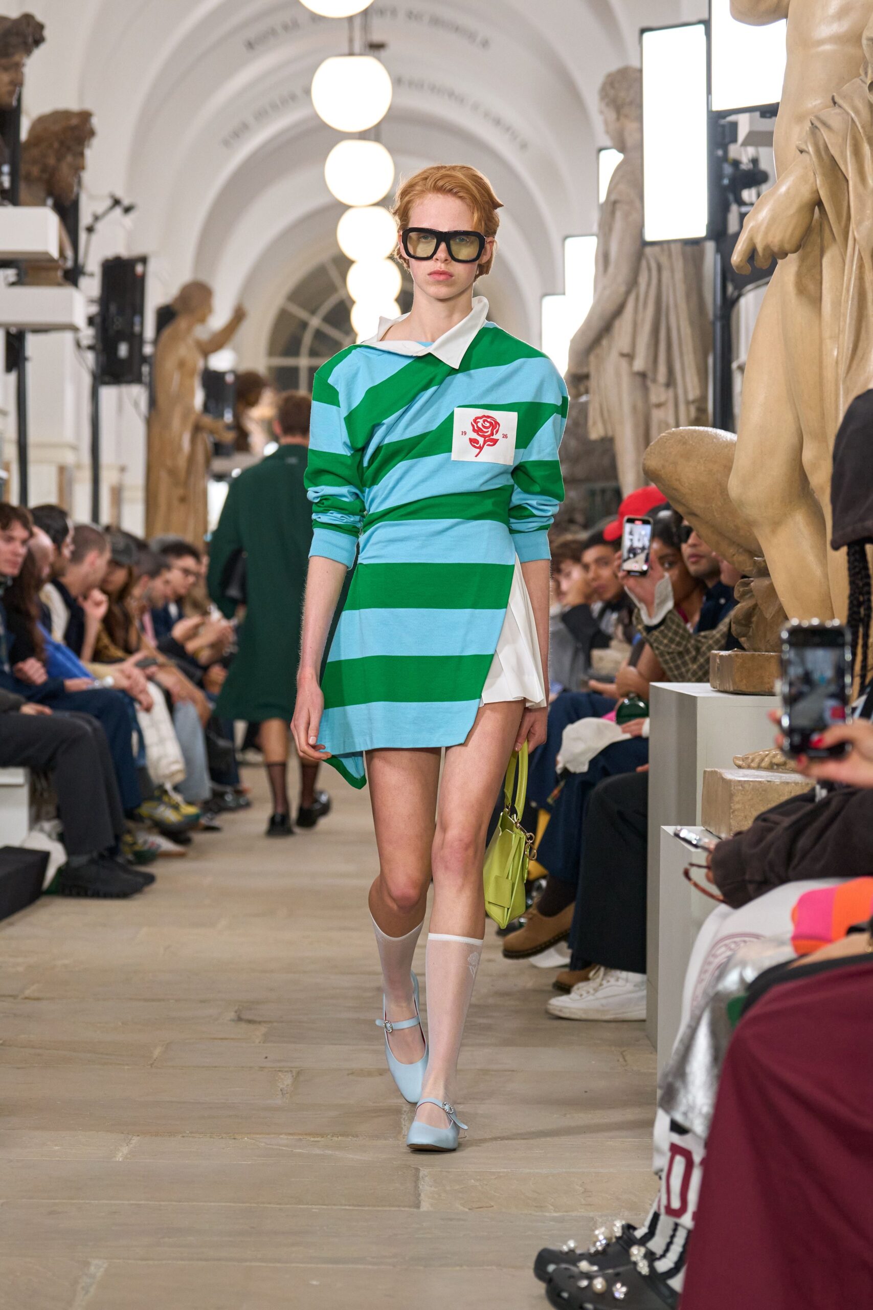 striped shirt-dress with shorts