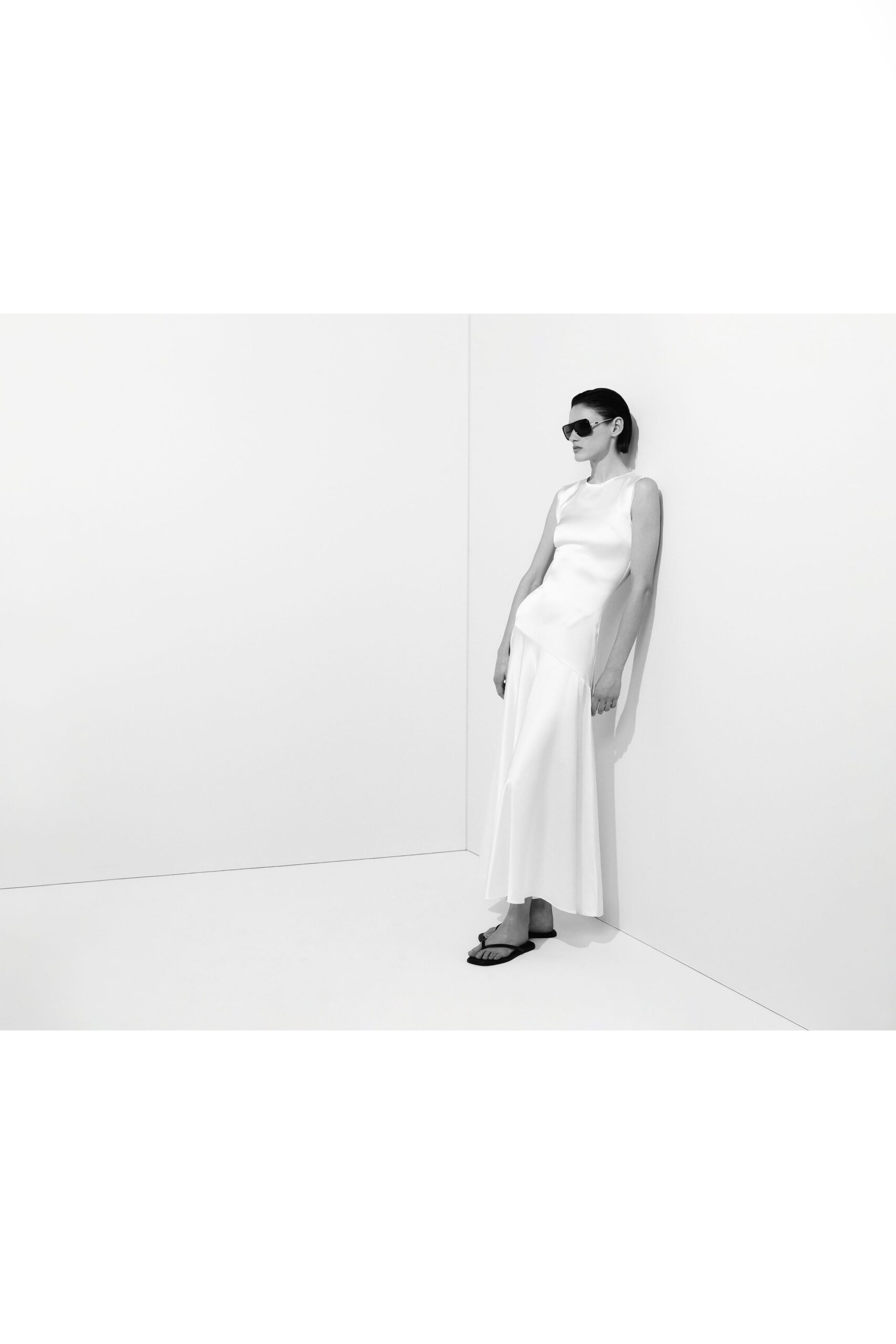 white silk fitted gown