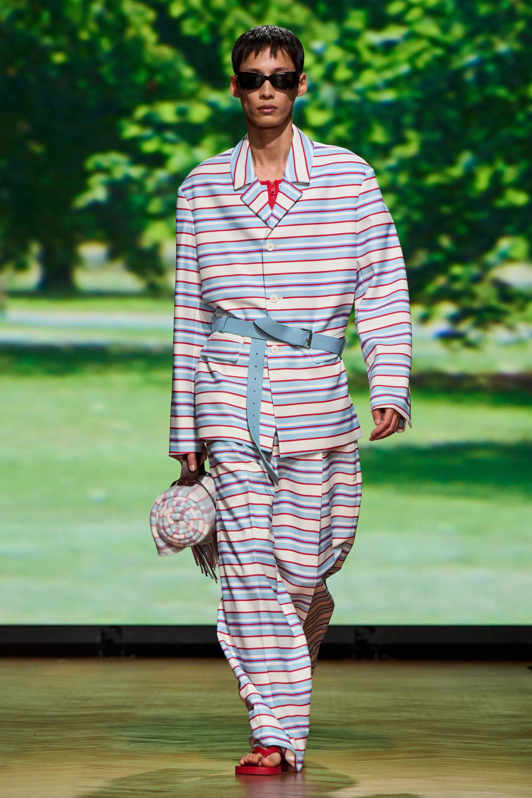 striped shirt and pants outfit