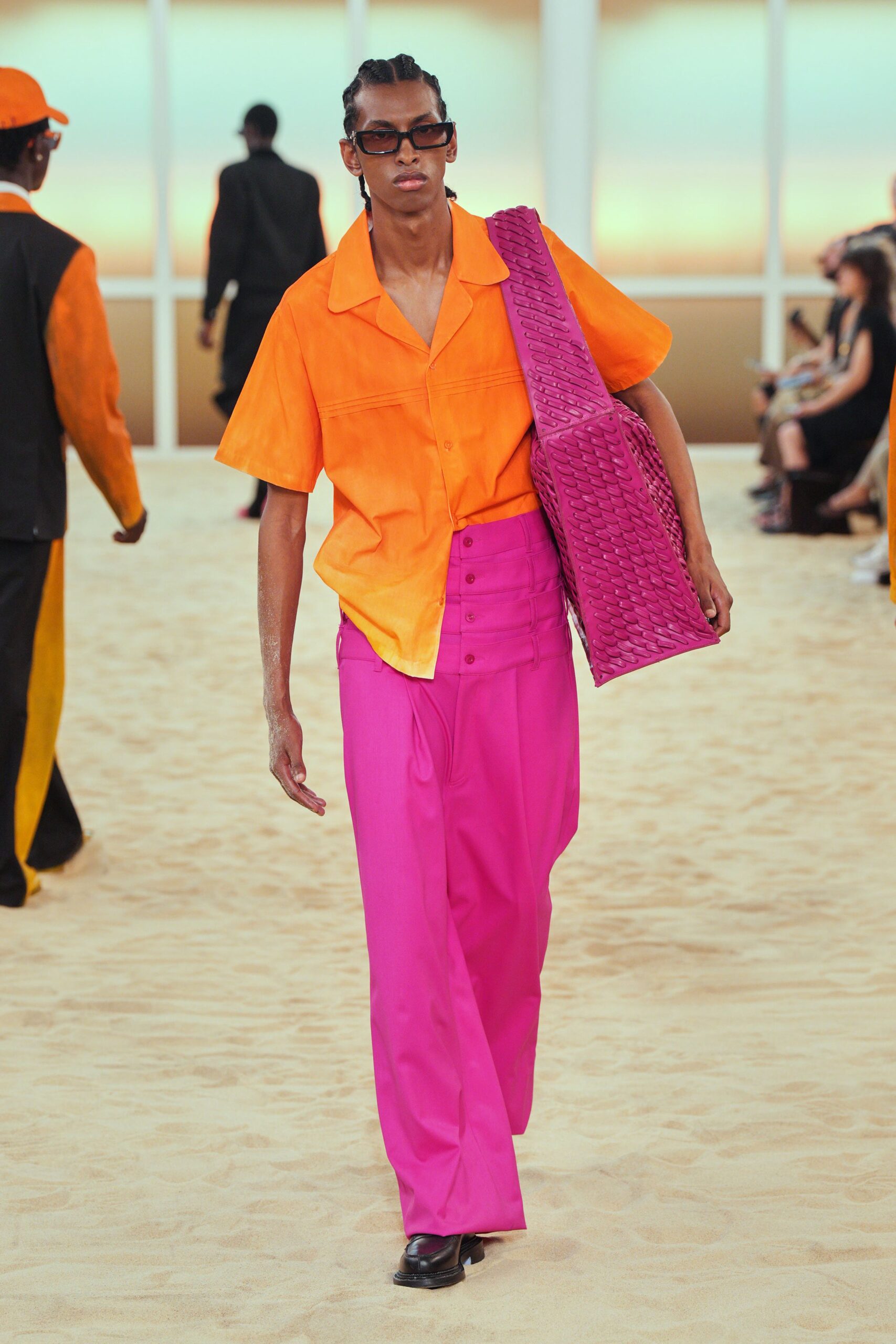 orange shirt pink pants