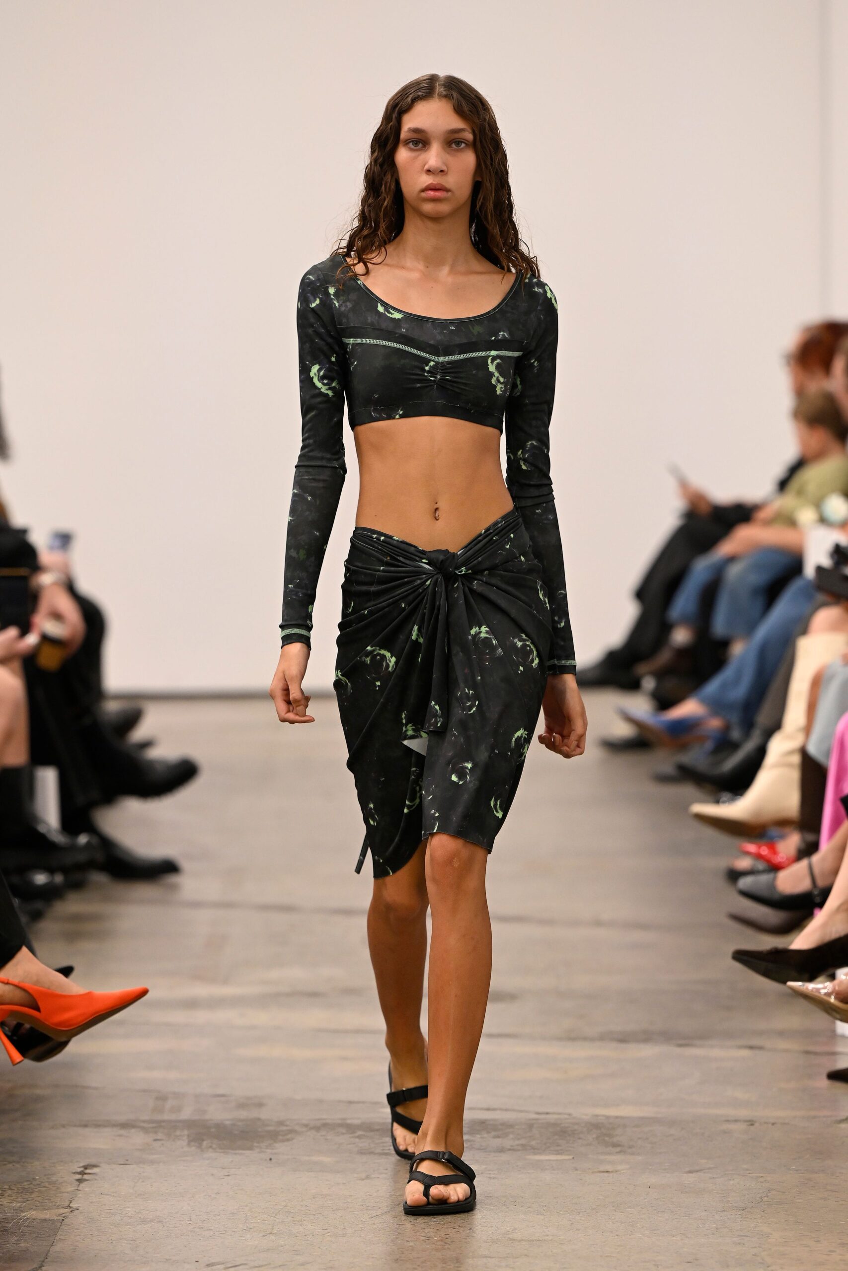 black green fitted top and skirt