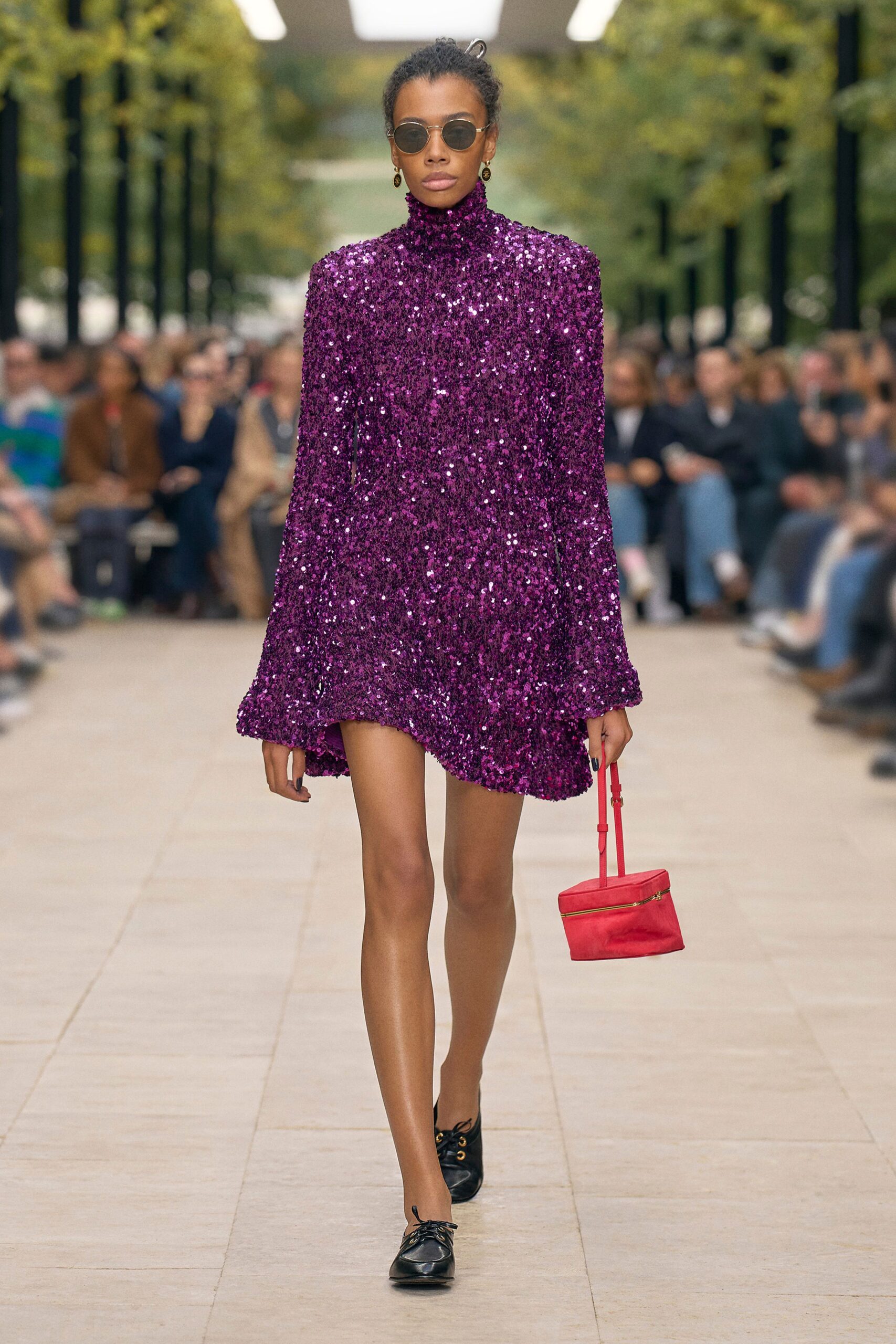 purple sequin mini dress