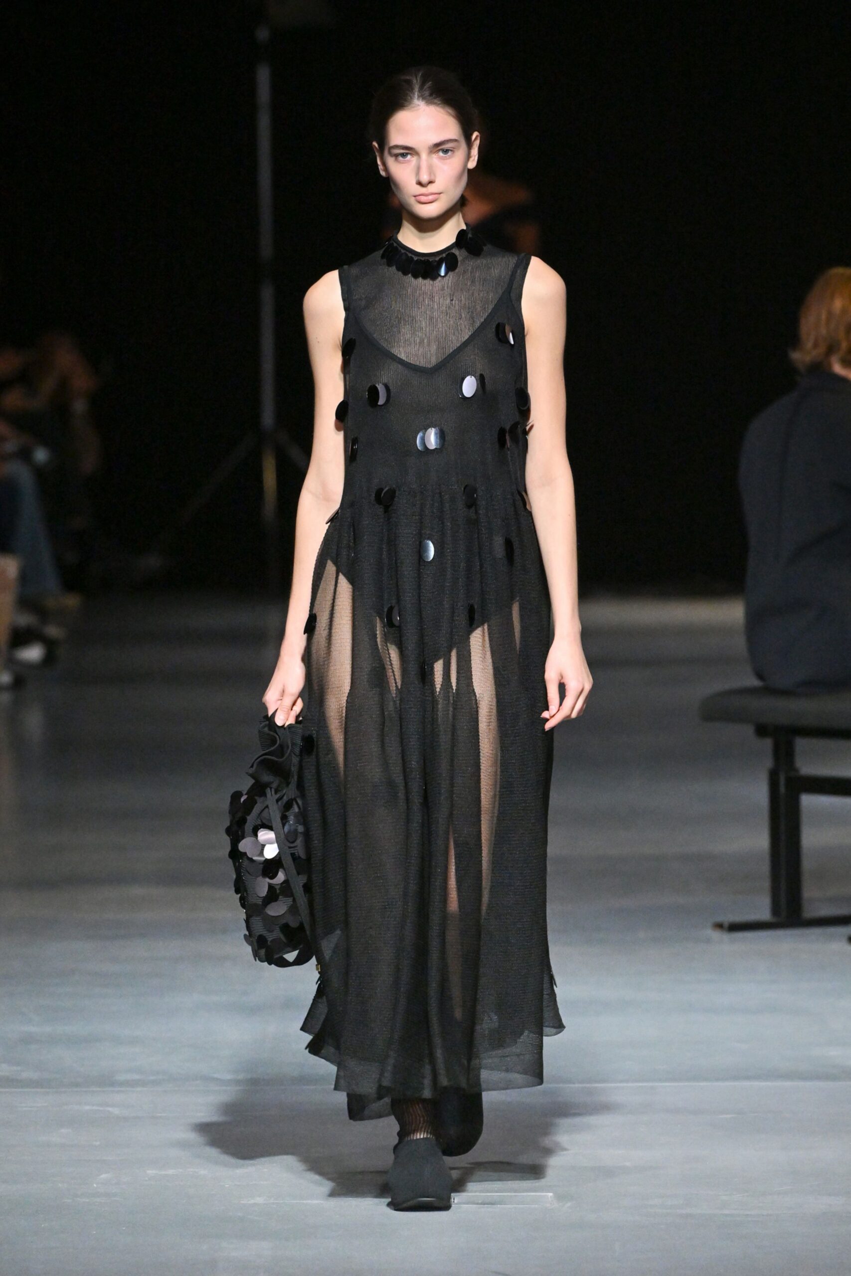 black sheer layered maxi dress