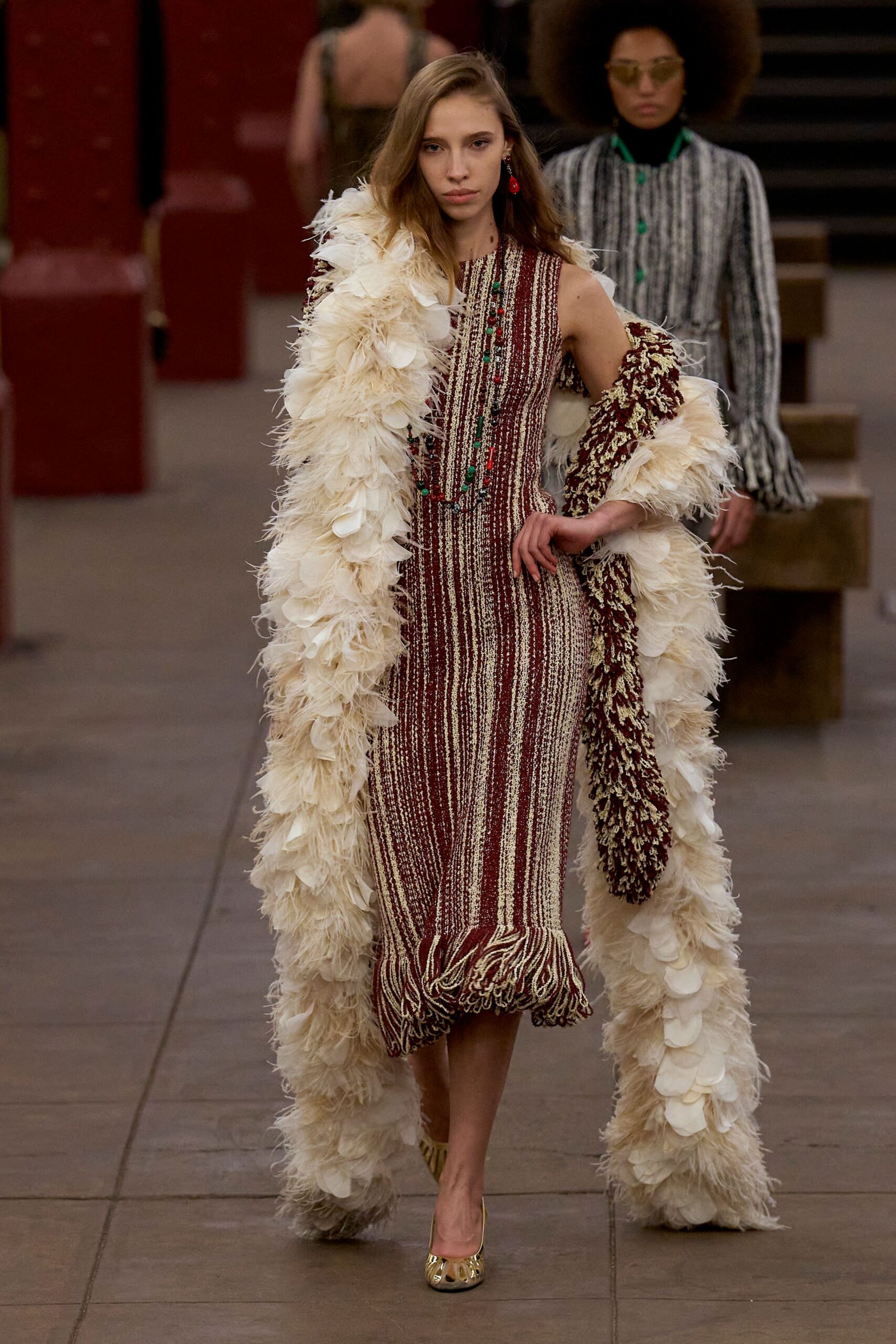 white fur oversized layered coat