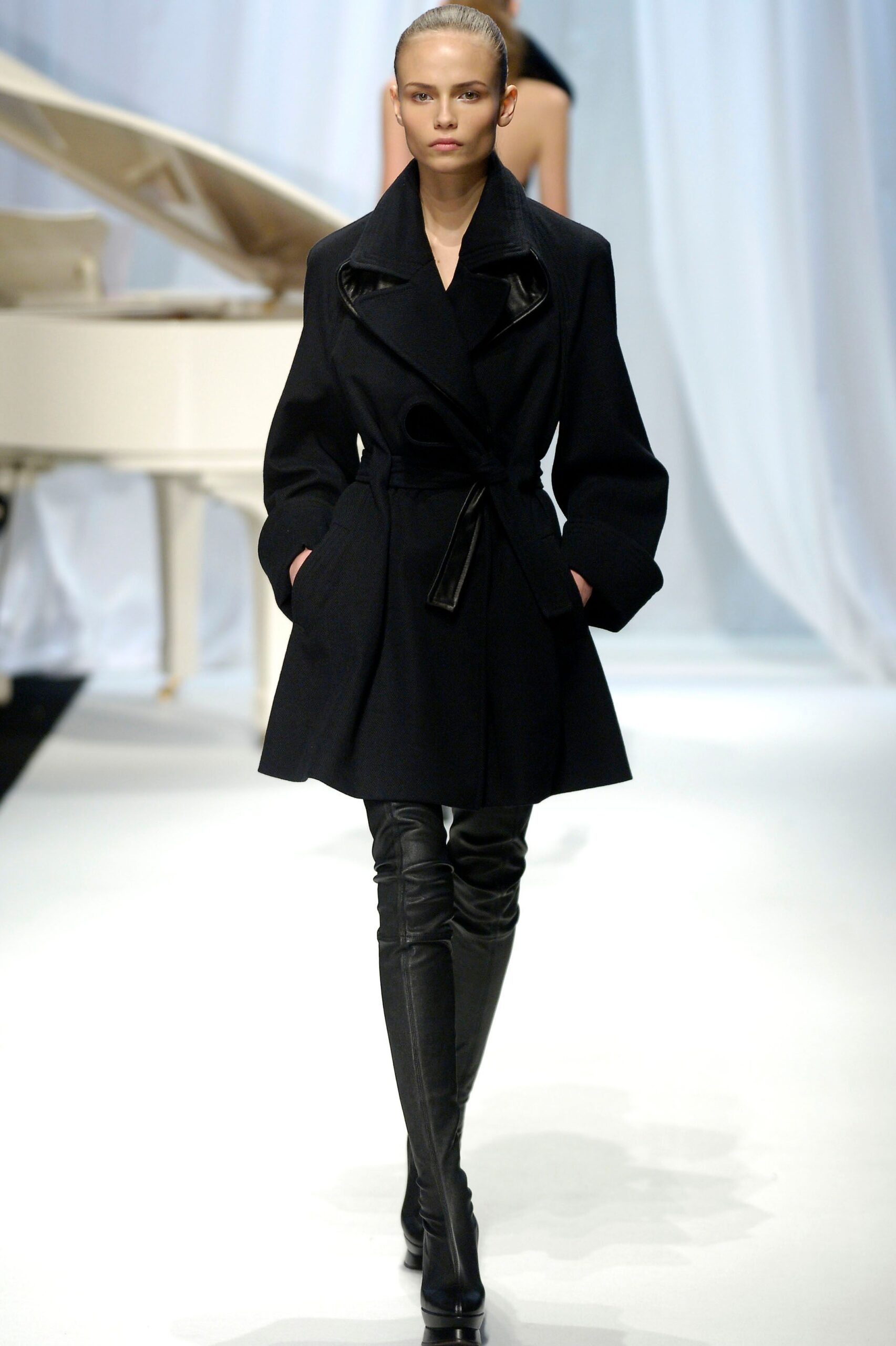 black cutout wrap coat