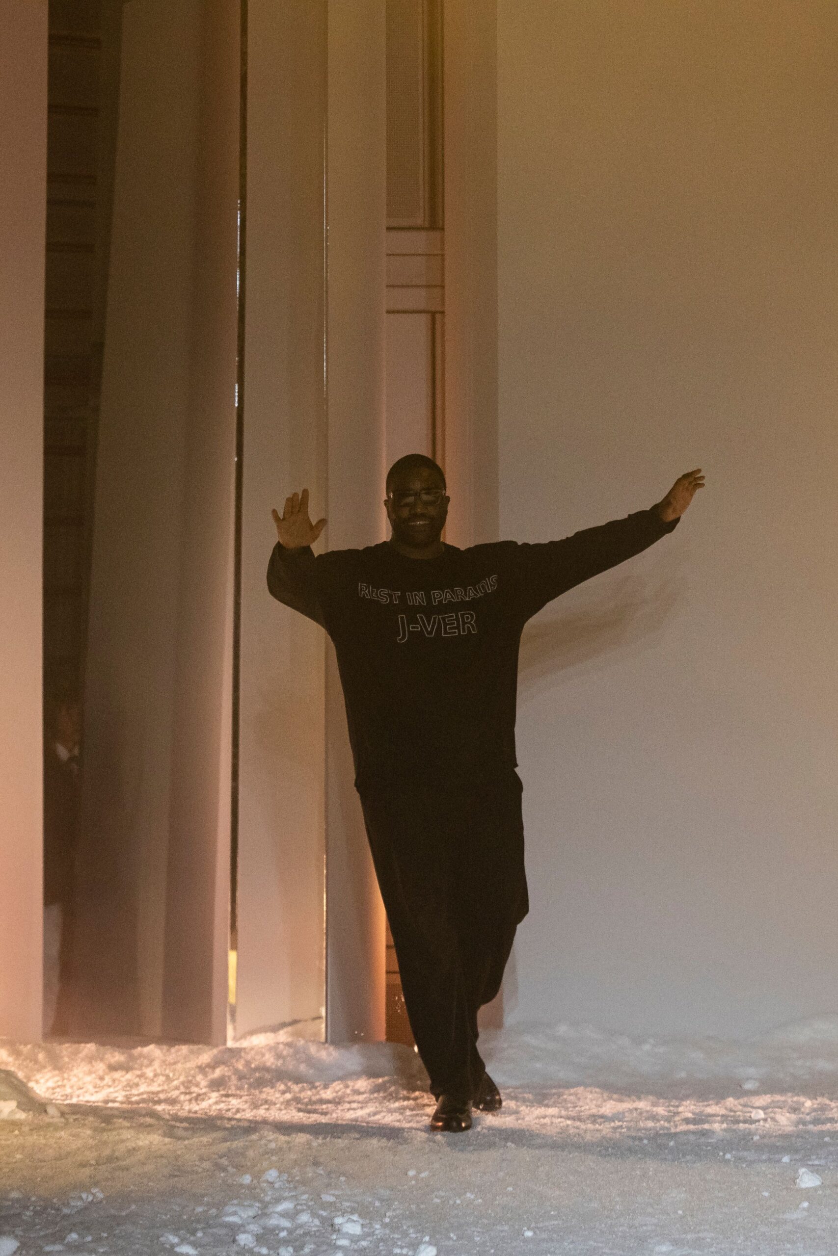 black oversized sweater and pants