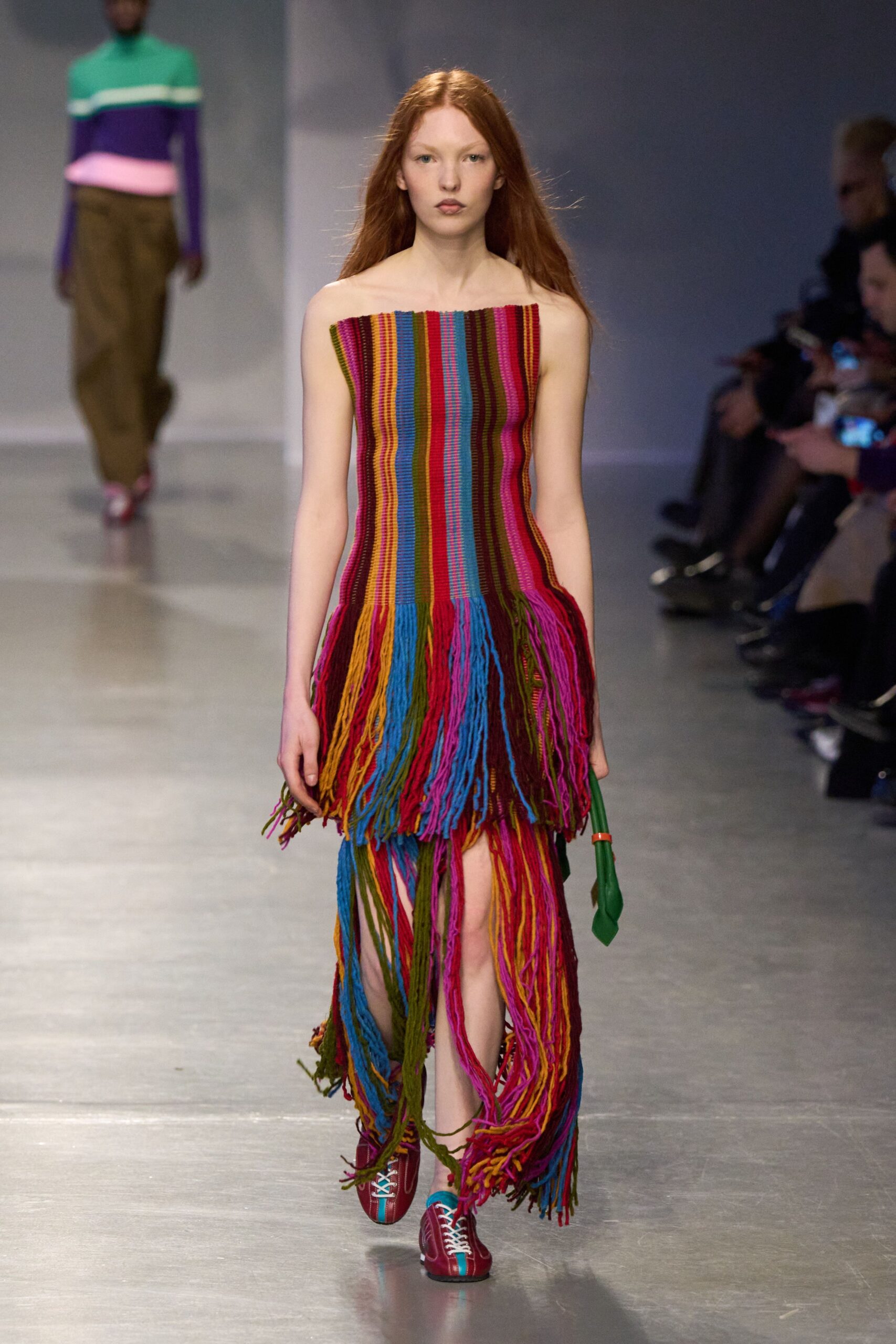 multi-colored fringed maxi dress