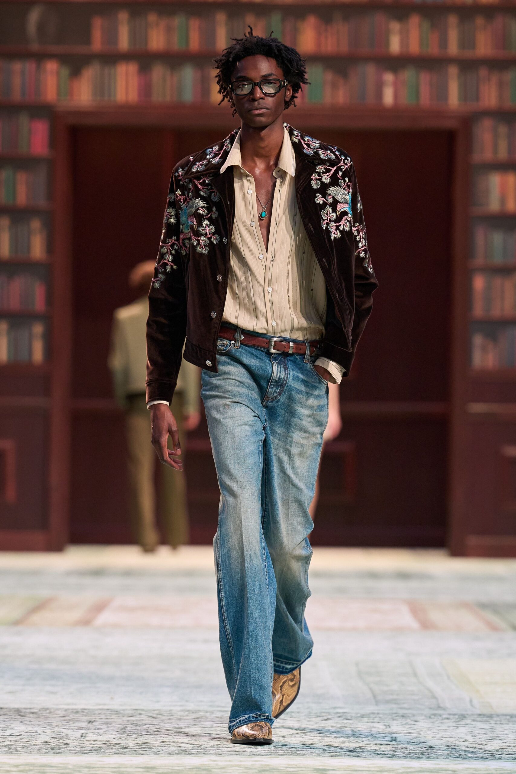 brown velvet embroidered jacket