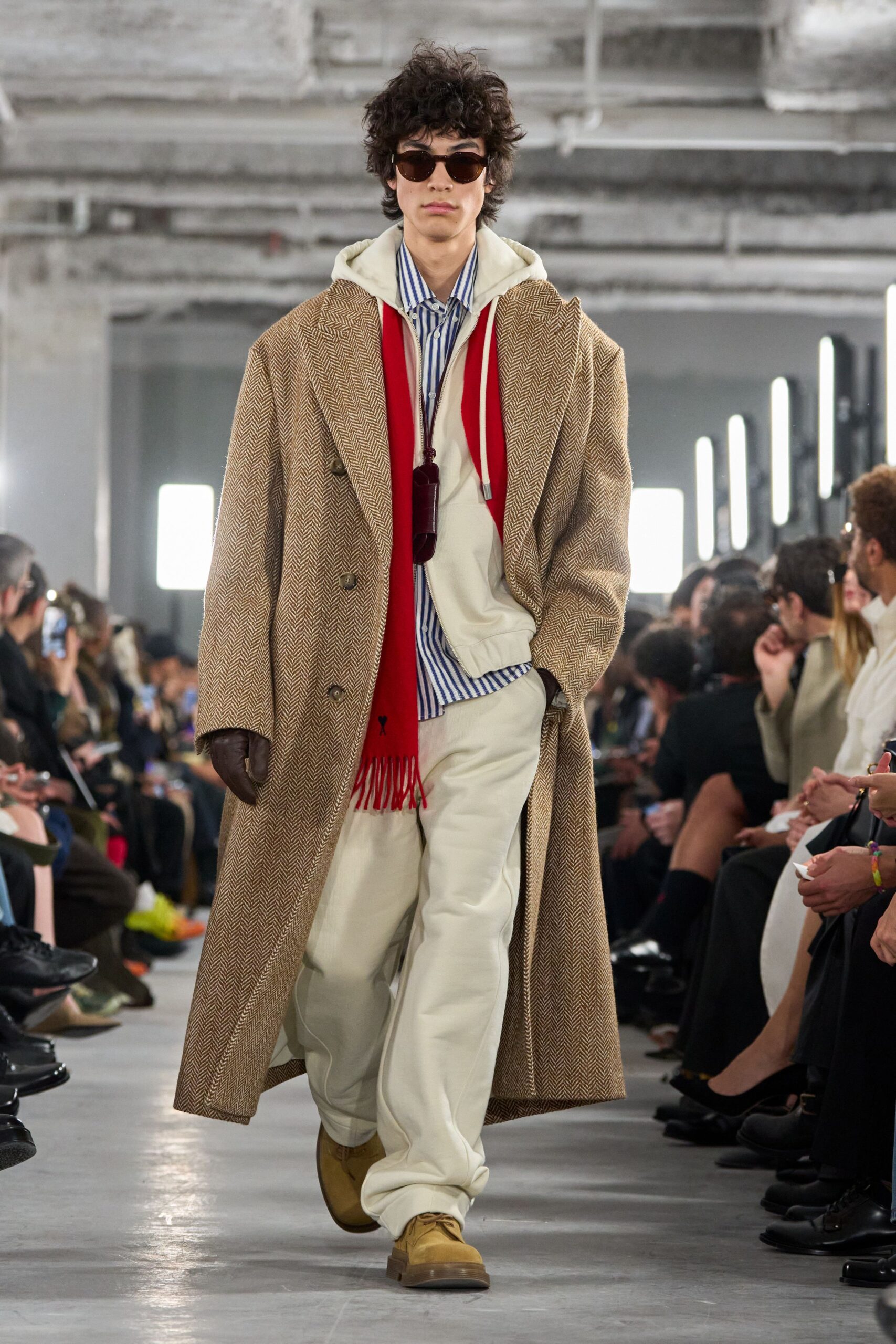 brown wool coat with hoodie