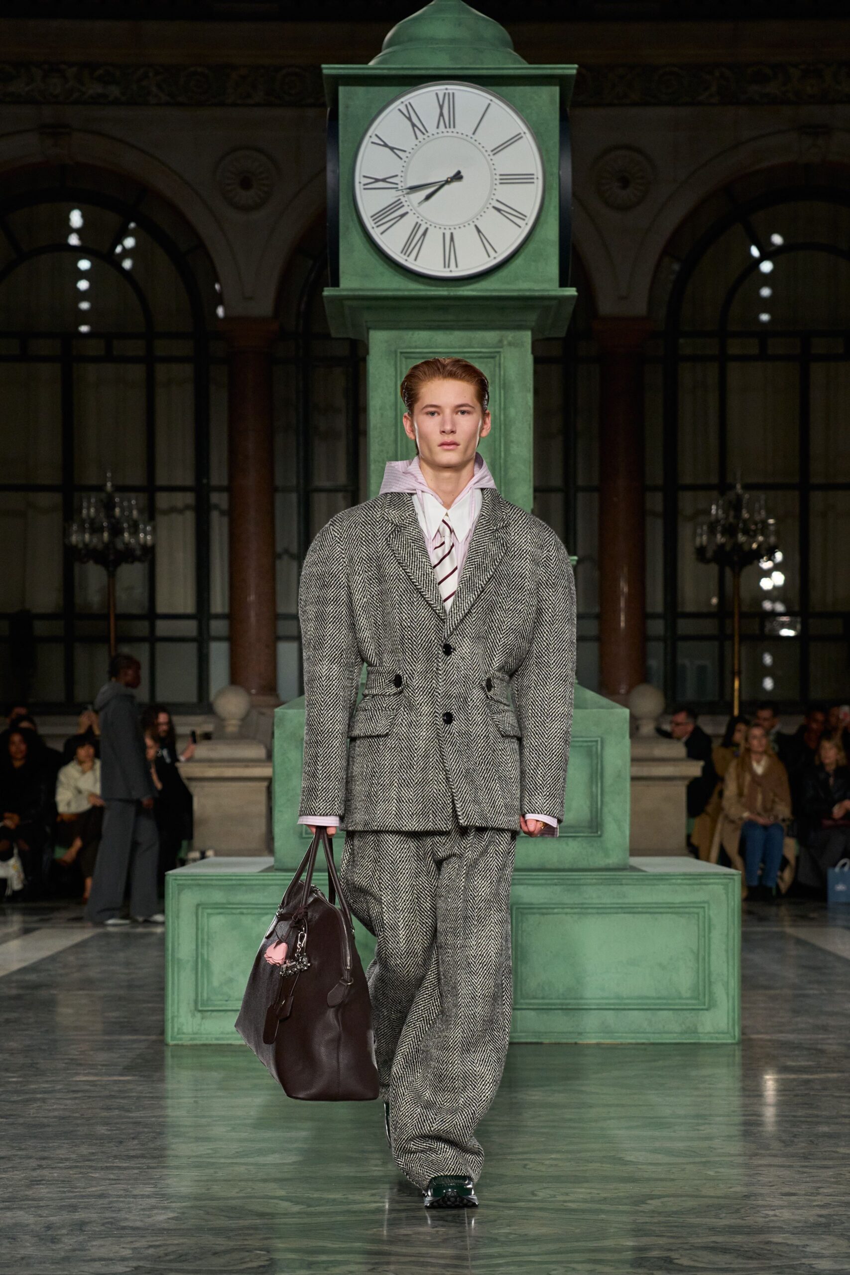 gray tailored suit with white shirt