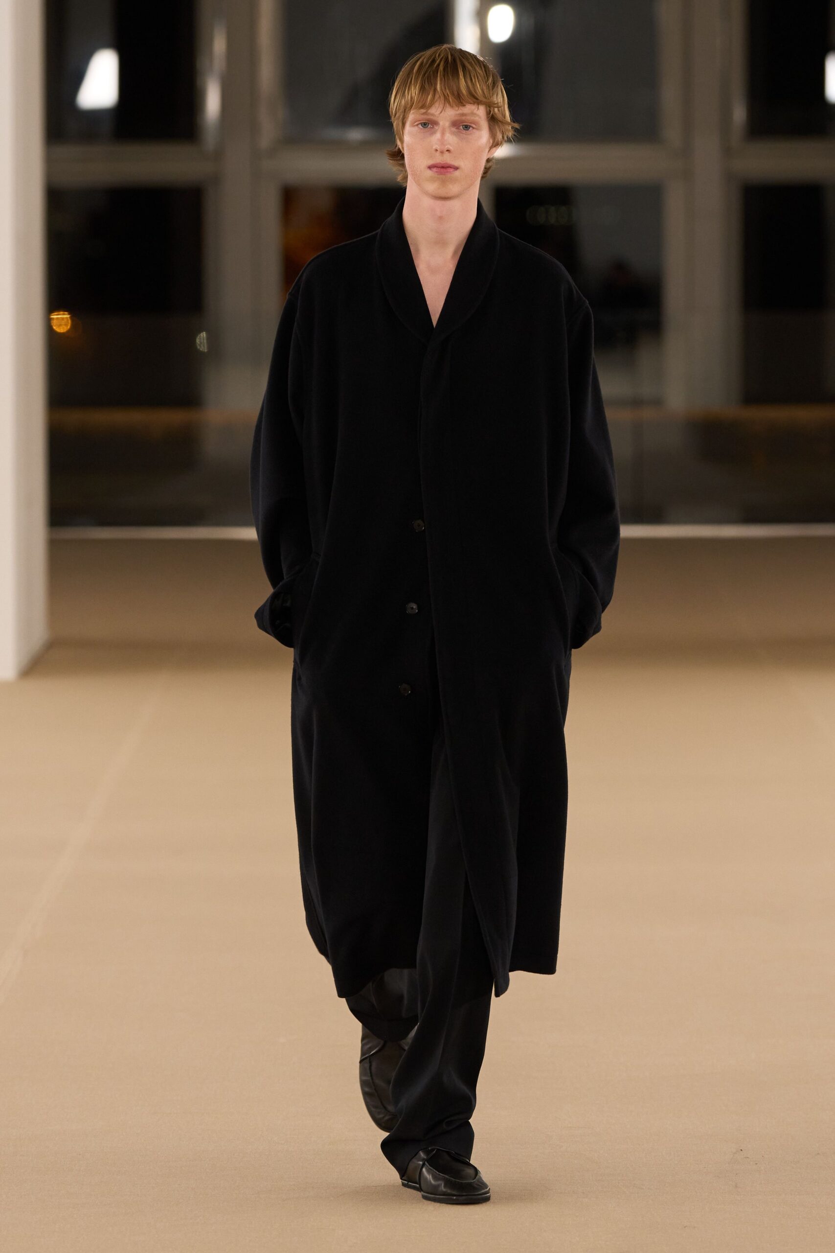 black oversized wool coat