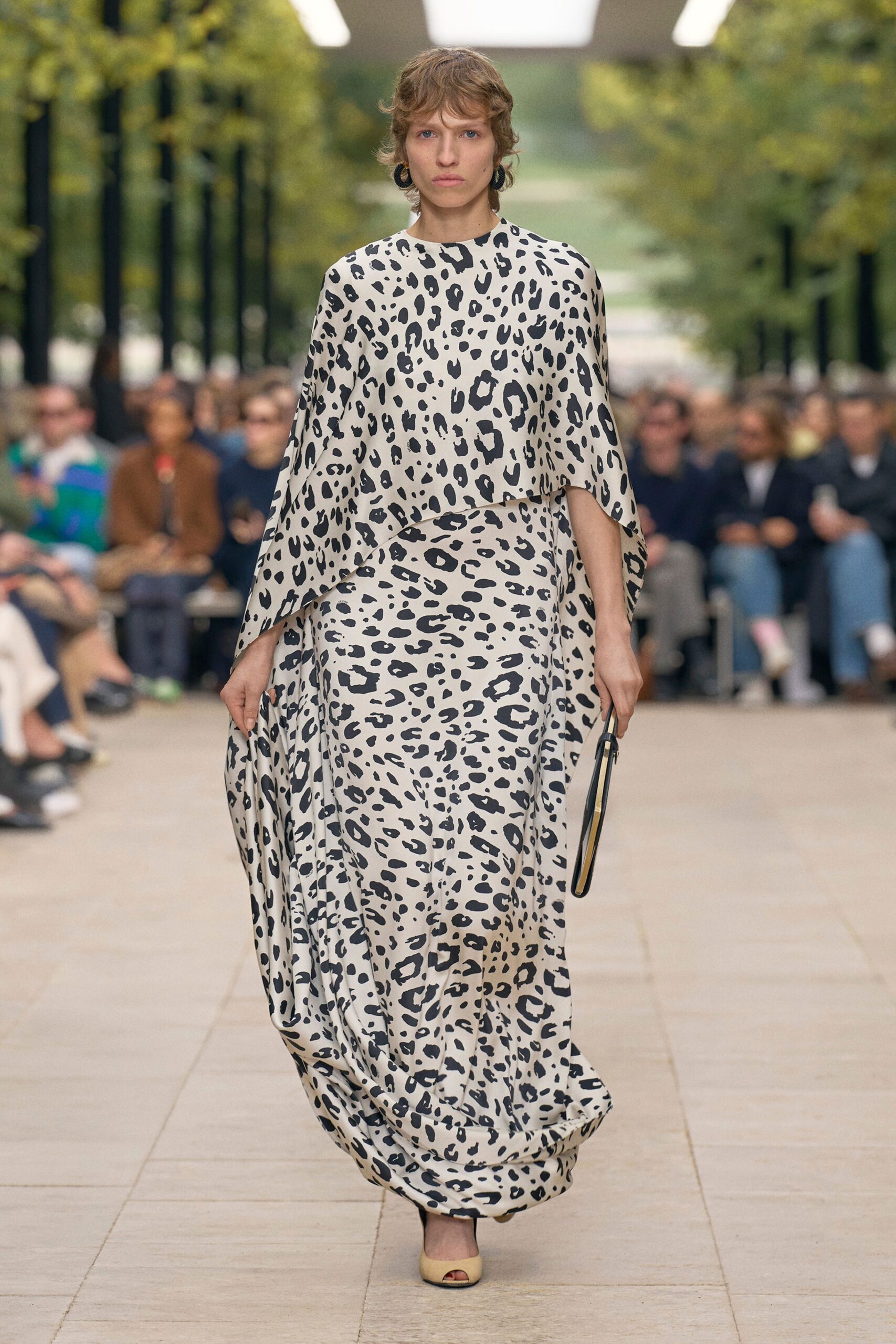 white black animal-print maxi dress