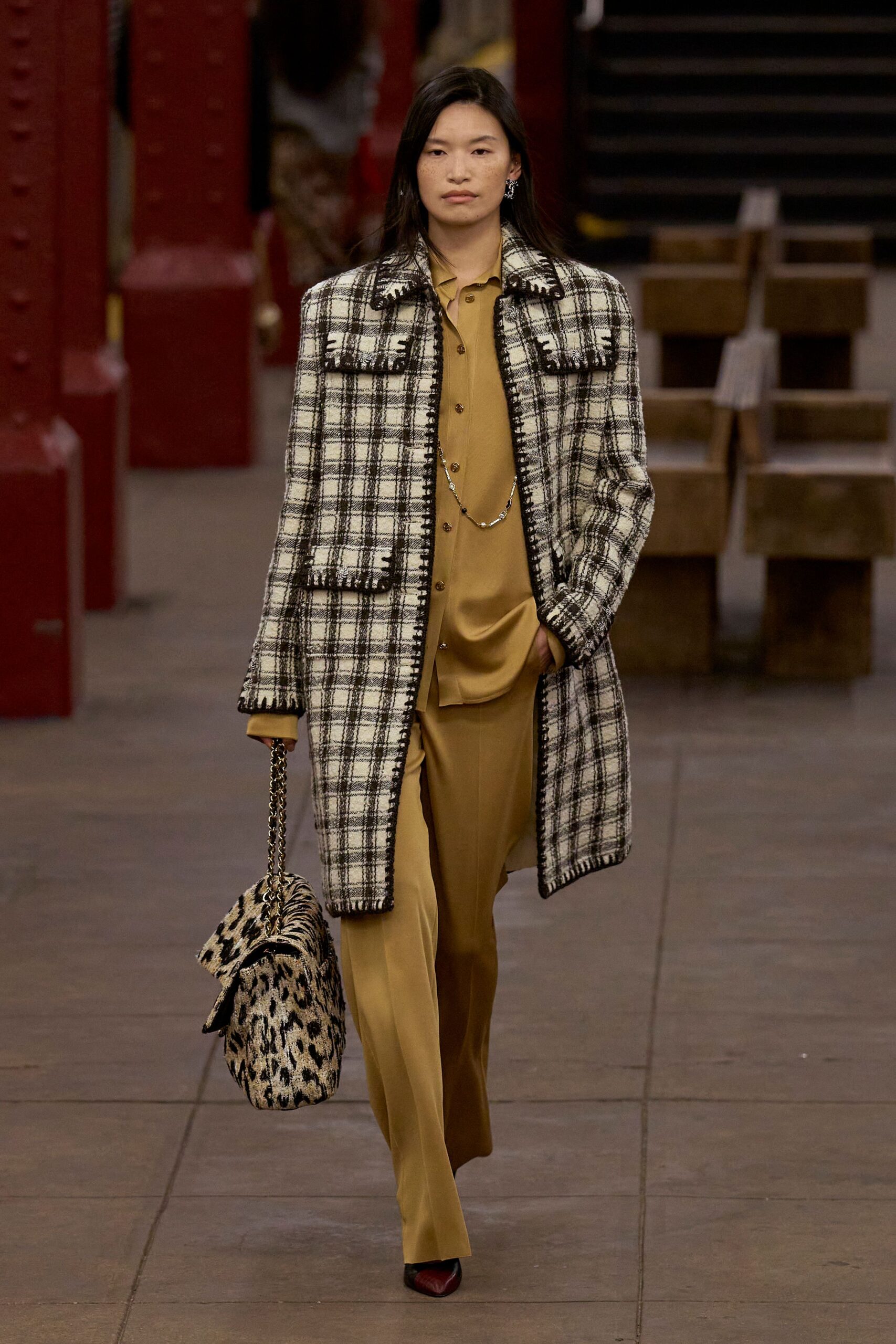 beige animal-print bag