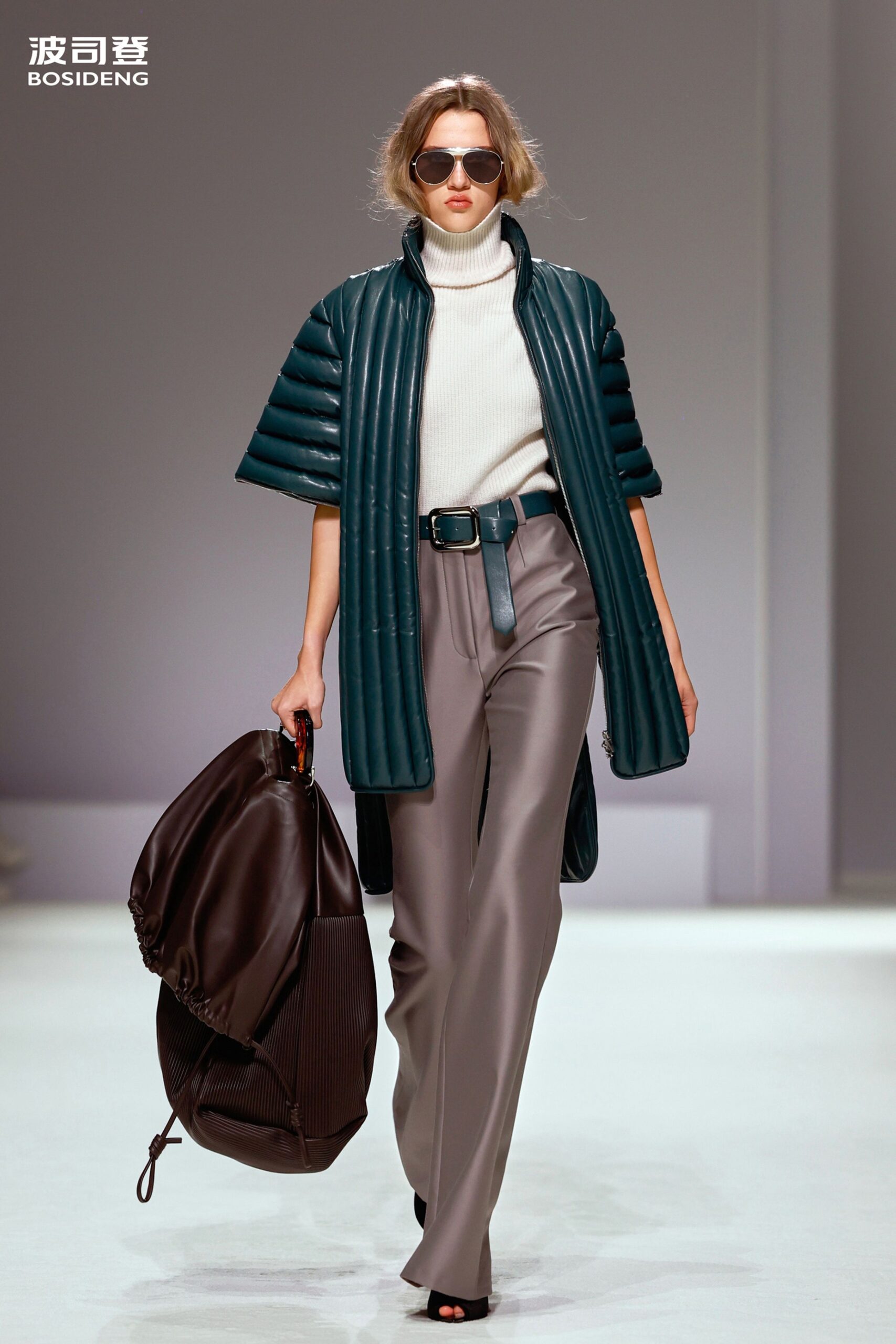 teal vinyl long-sleeve collared relaxed padded coat
