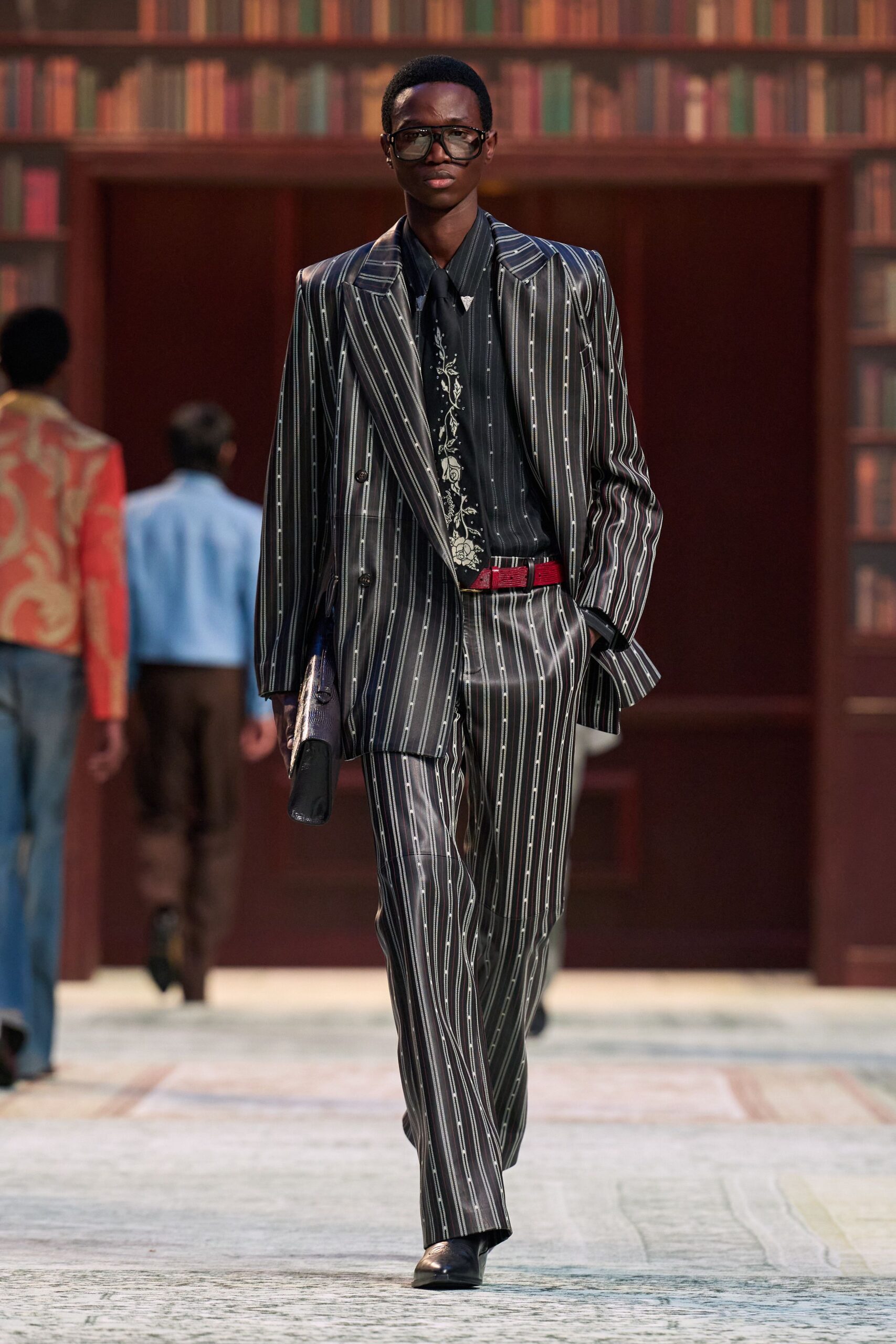 tailored black and white suit