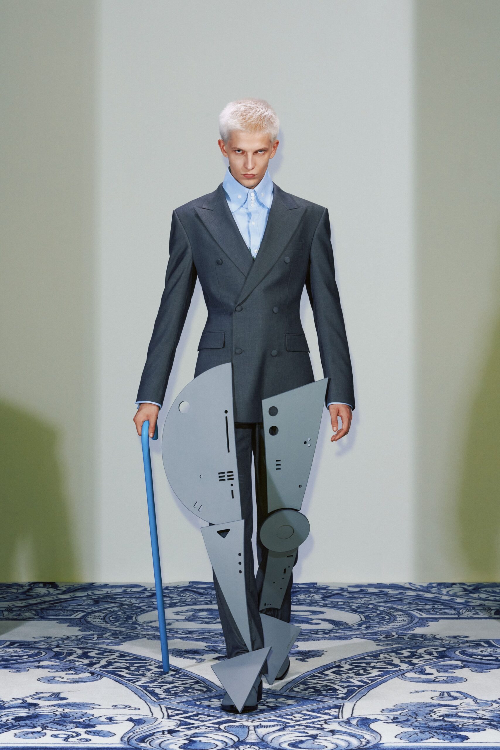 gray wool tailored structured pants
