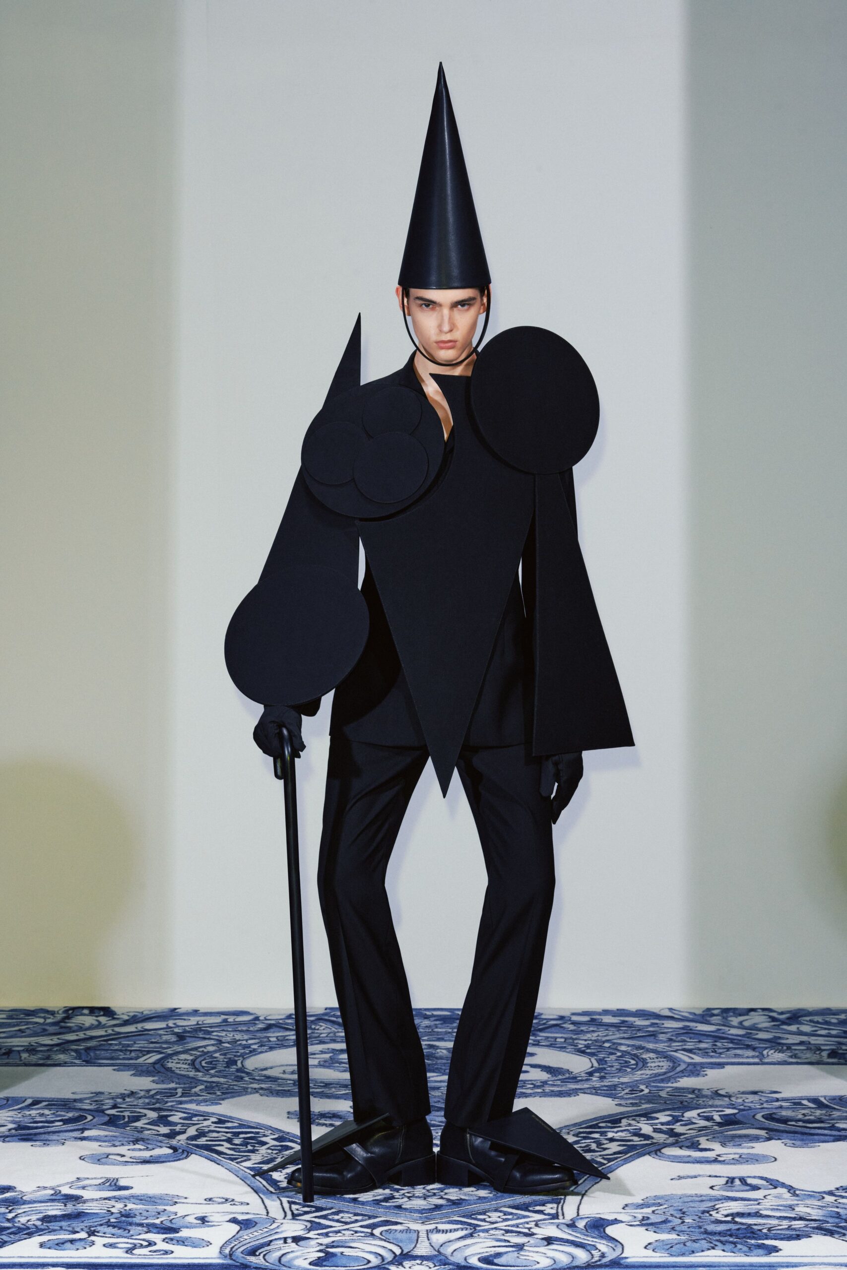 black cotton long-sleeve asymmetric structured blazer