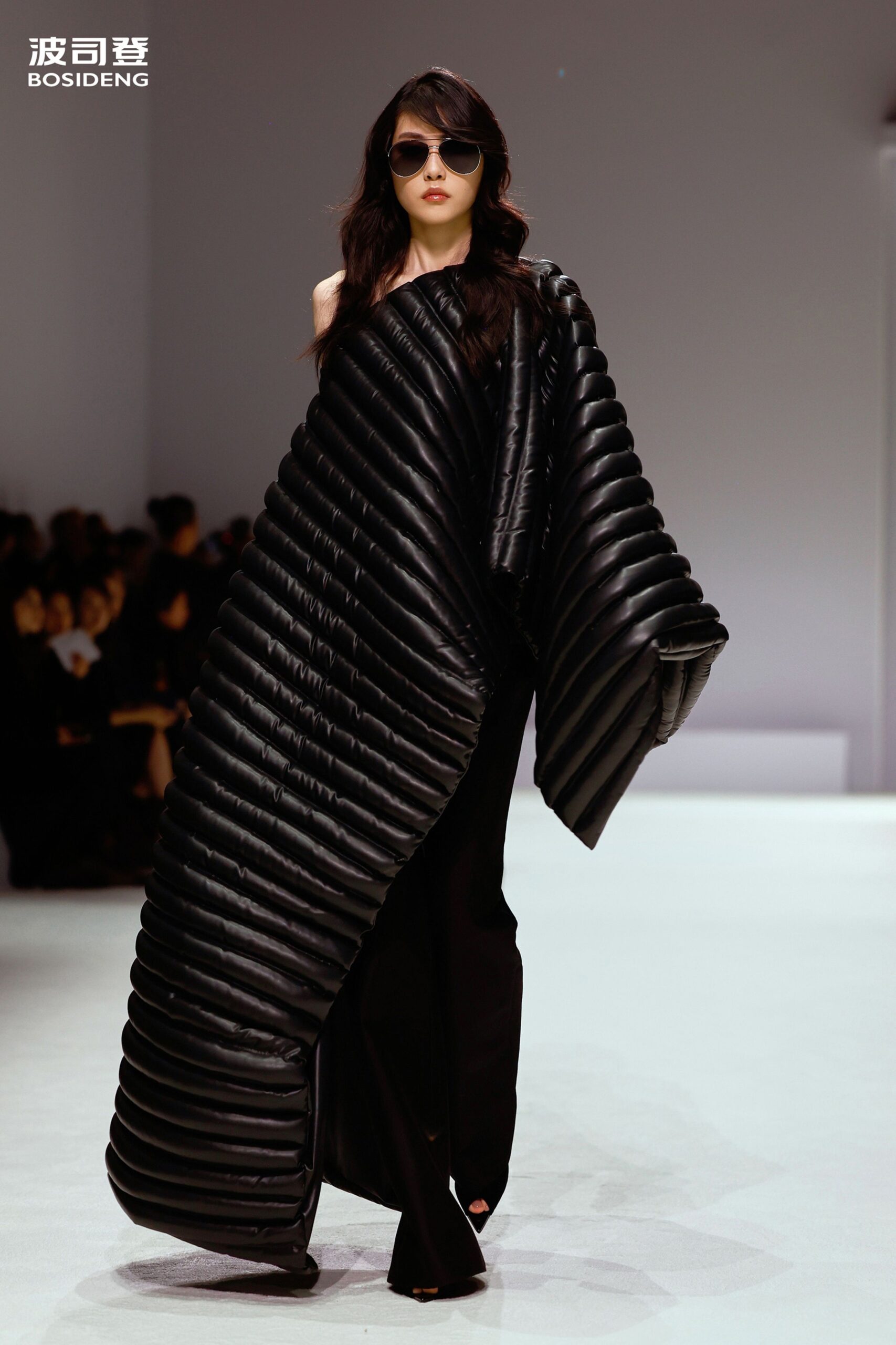 black vinyl oversized padded cape
