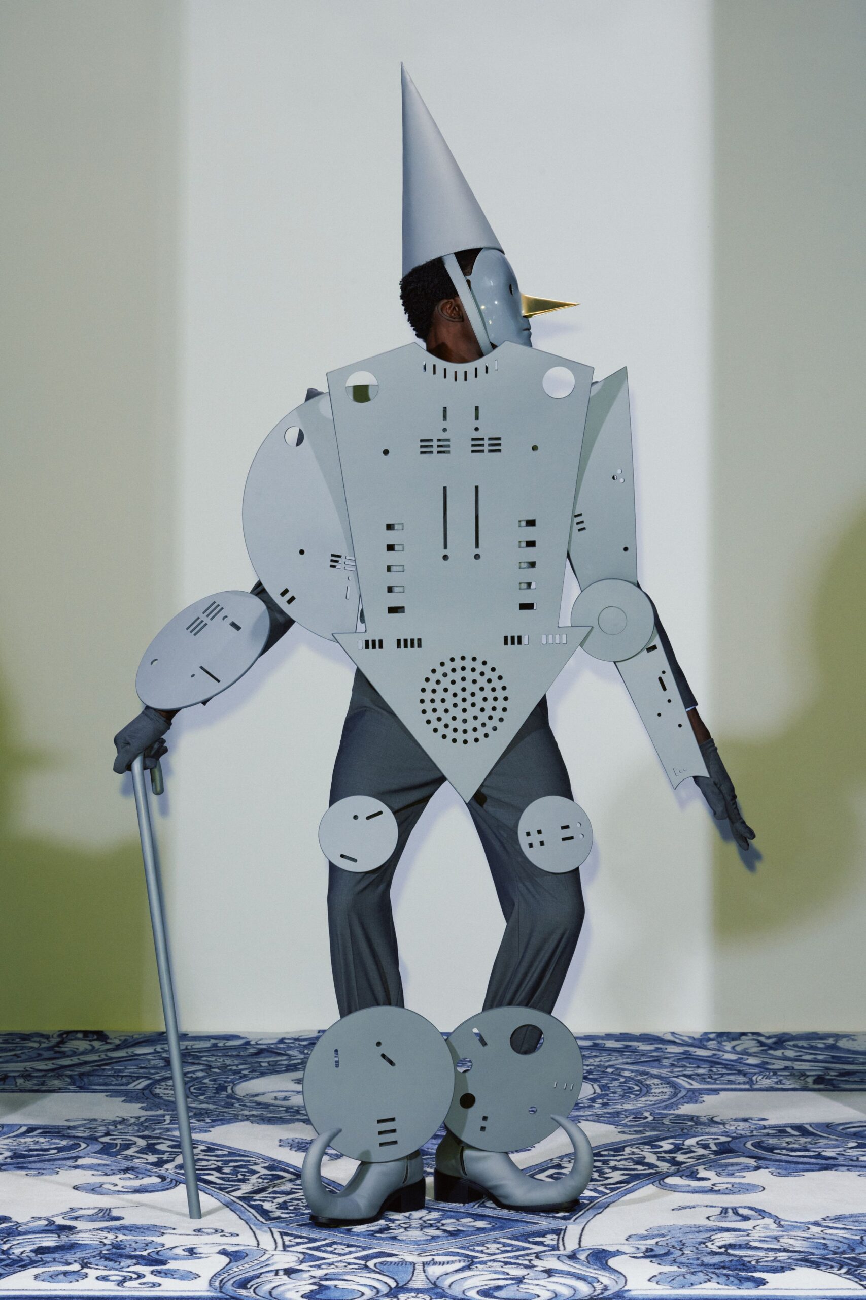 gray metallic structured suit