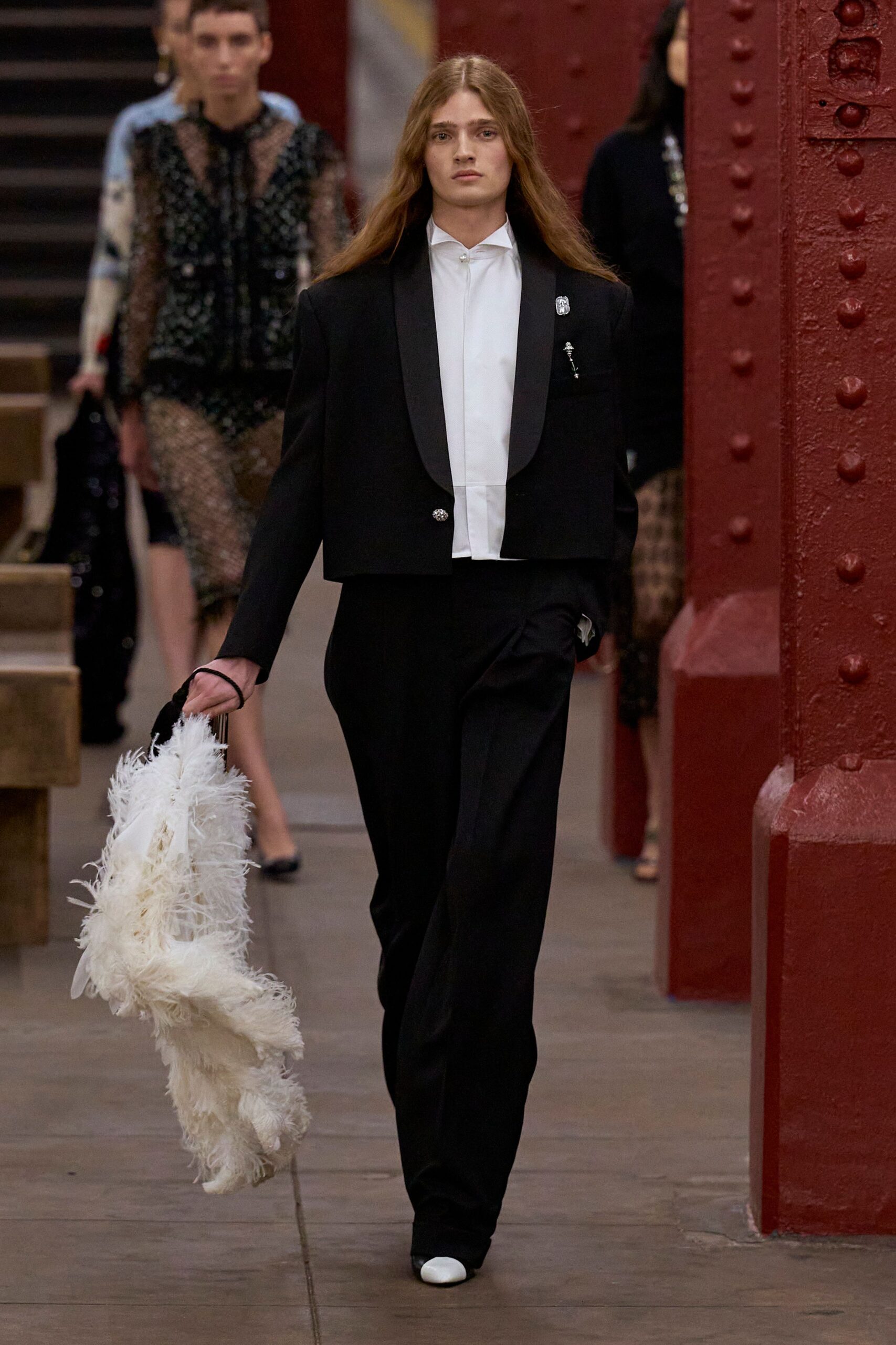 white feather bag