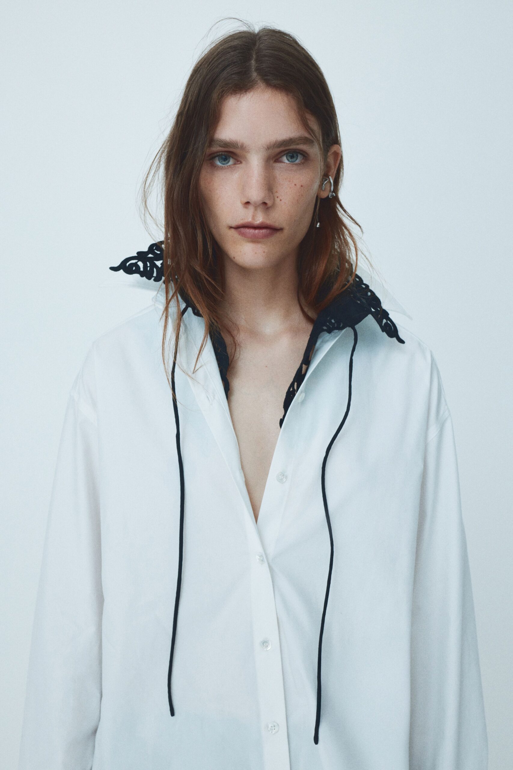relaxed white embroidered shirt