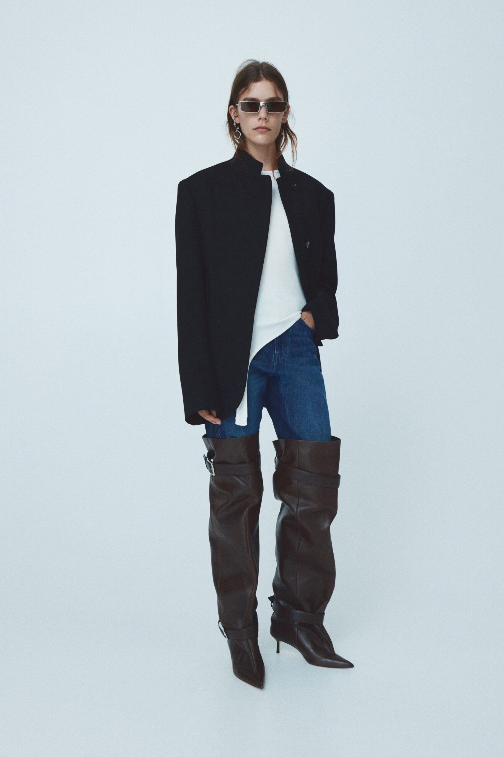 oversized black jacket with fitted top