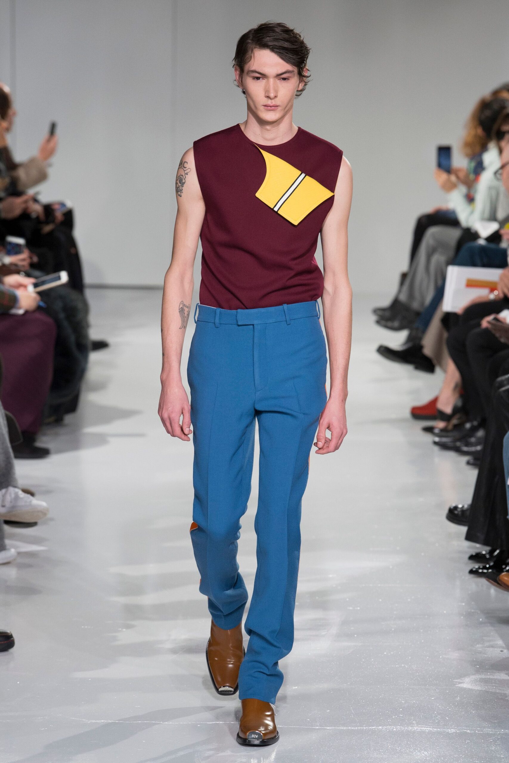 asymmetric color-block sleeveless top