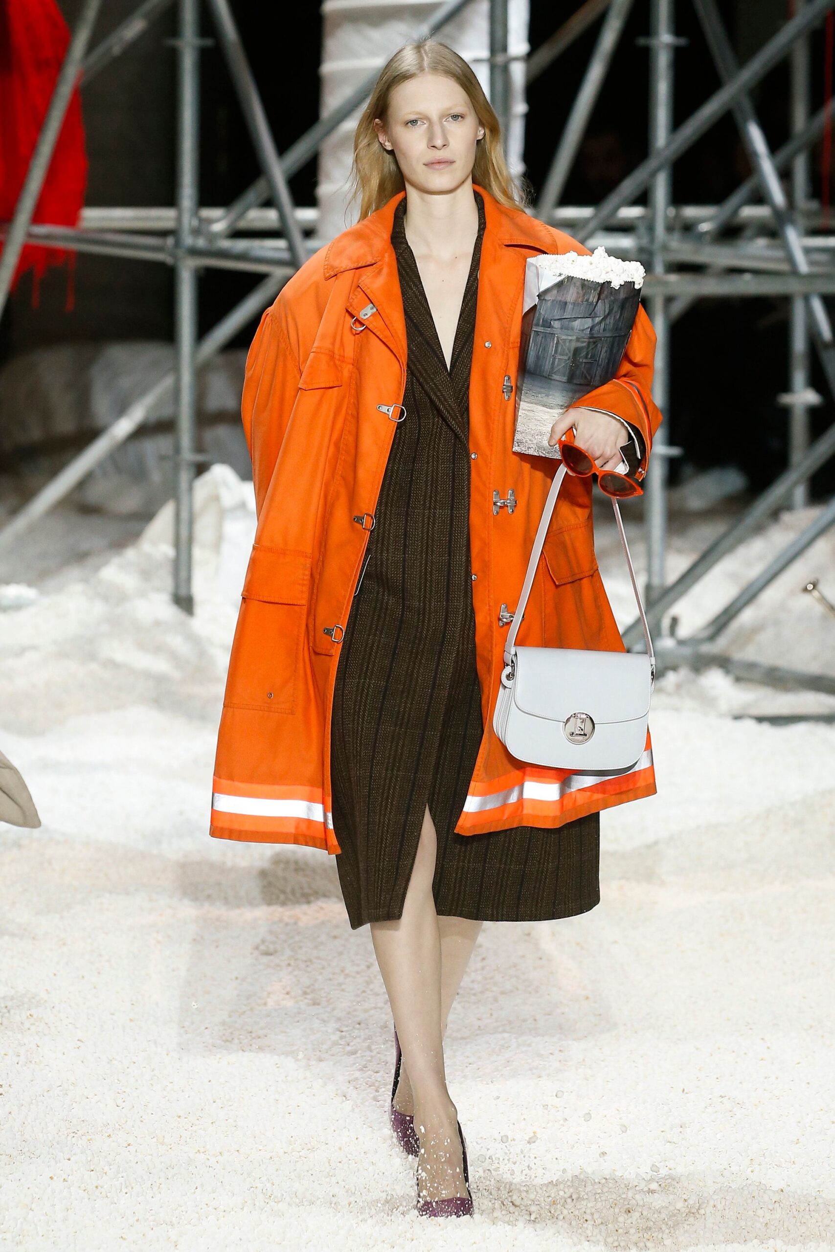 oversized orange utility coat