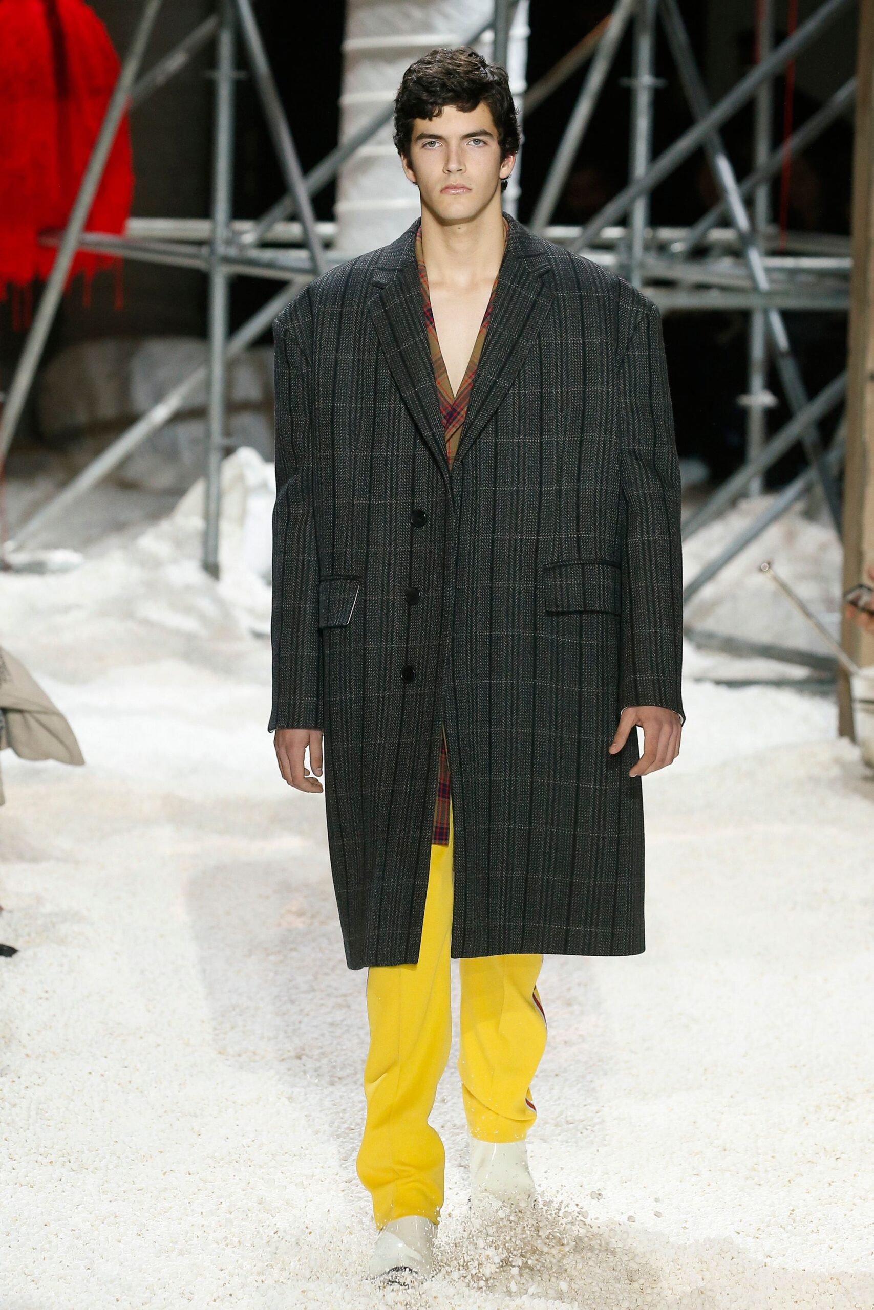 oversized checked herringbone topcoat