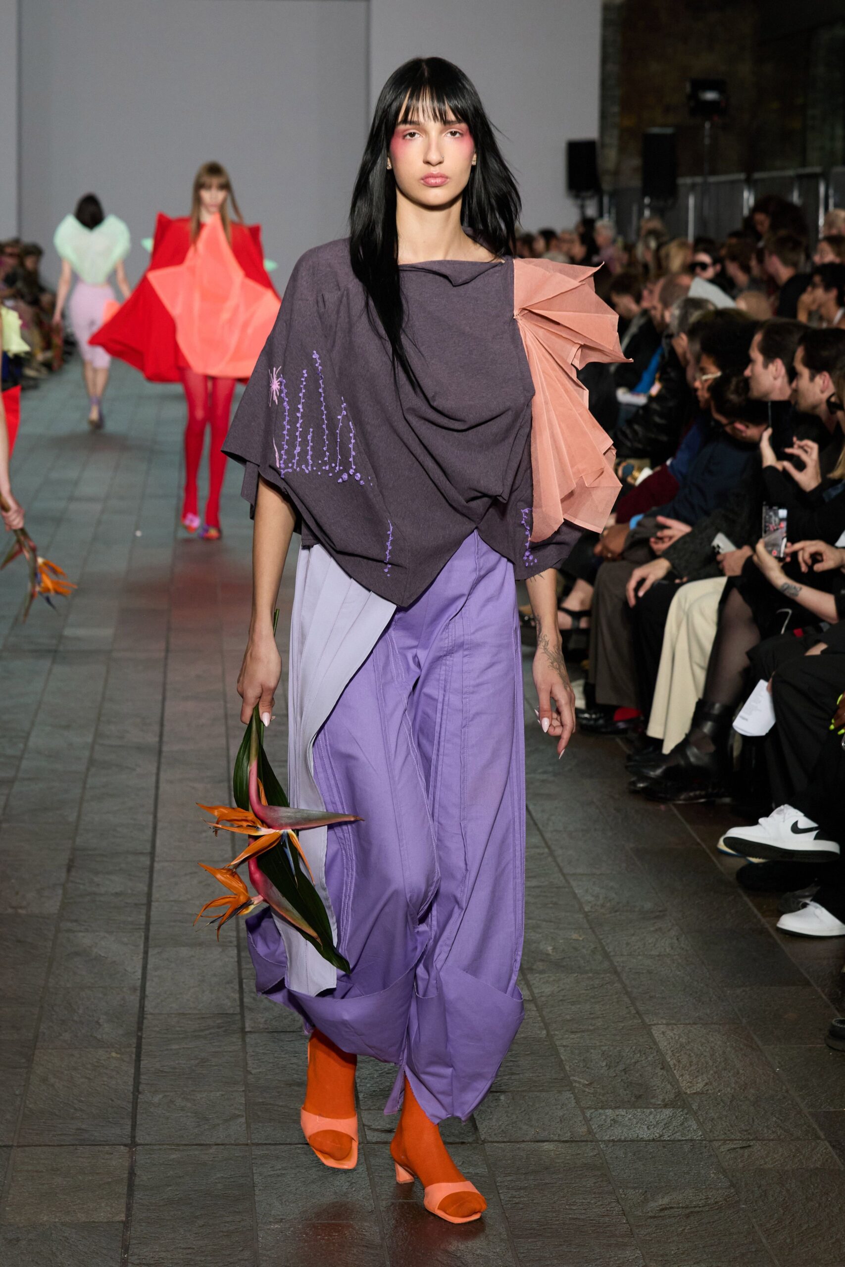 purple cotton relaxed wide-leg pants