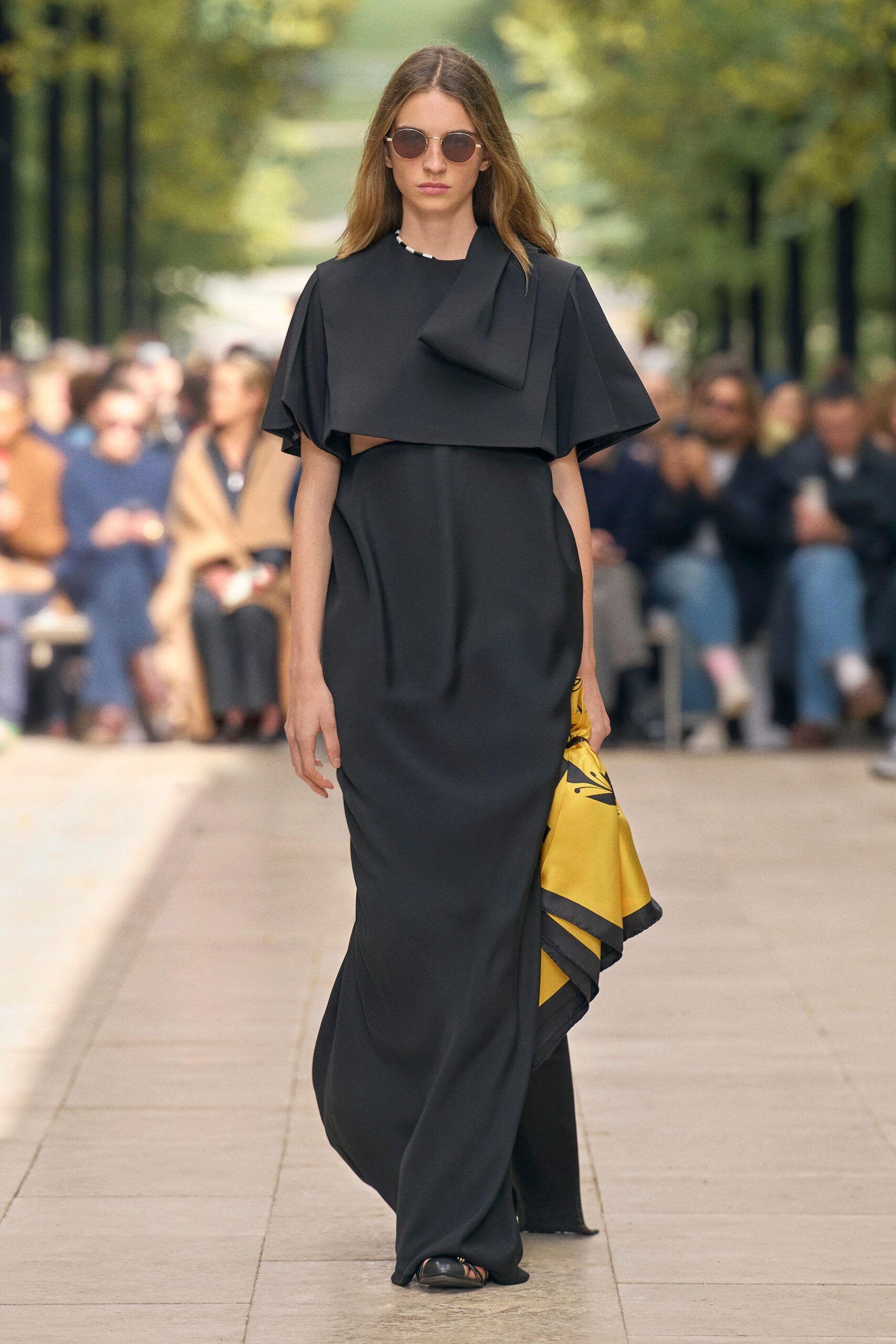 black silk fitted gown