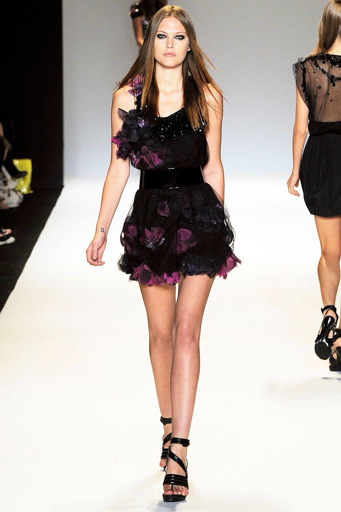 black purple floral mini-dress