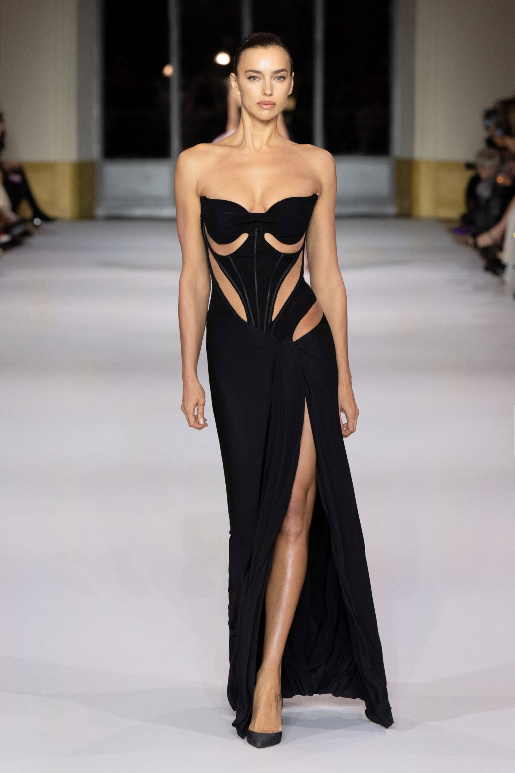 black strapless cutout gown