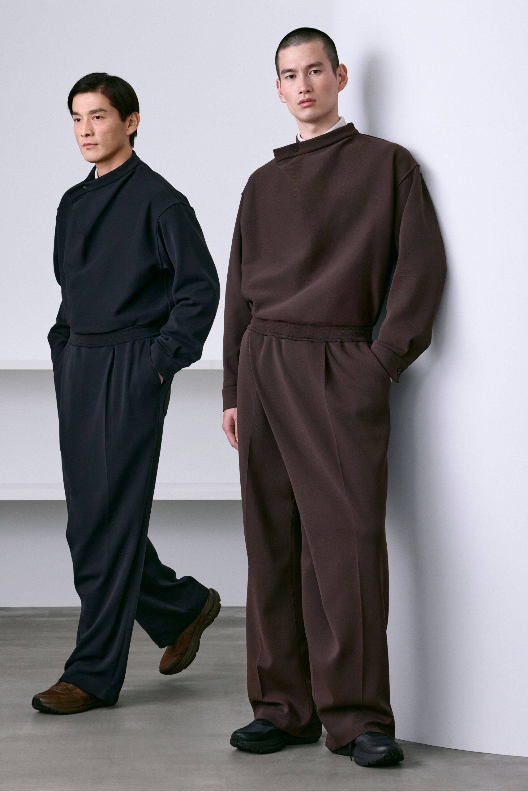 relaxed black and brown sweater pants