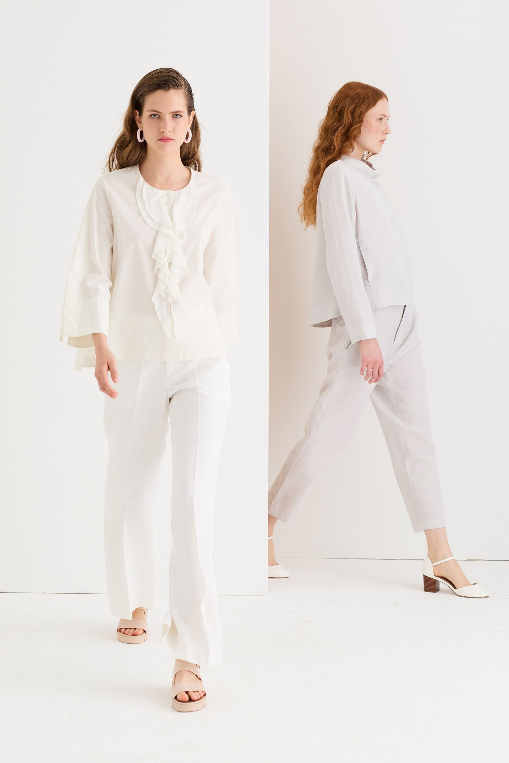 white and light gray relaxed outfits