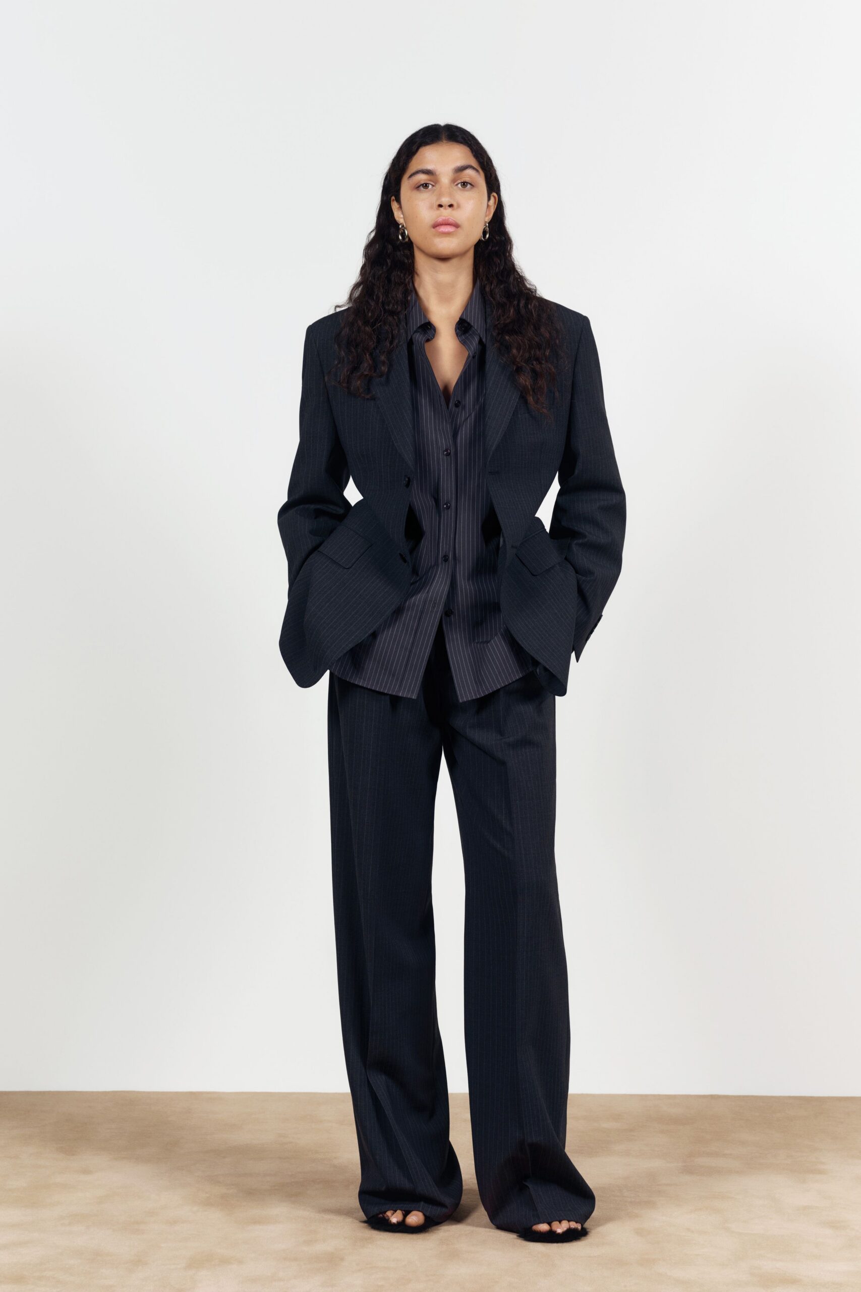 black tailored suit with shoes