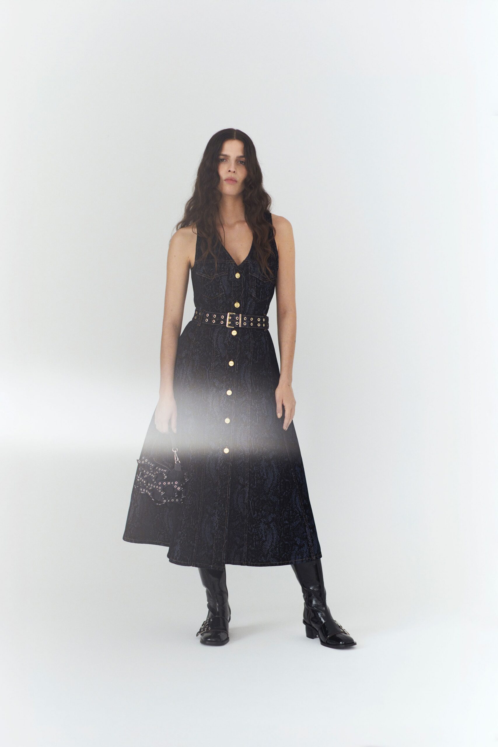 black silk sleeveless midi dress