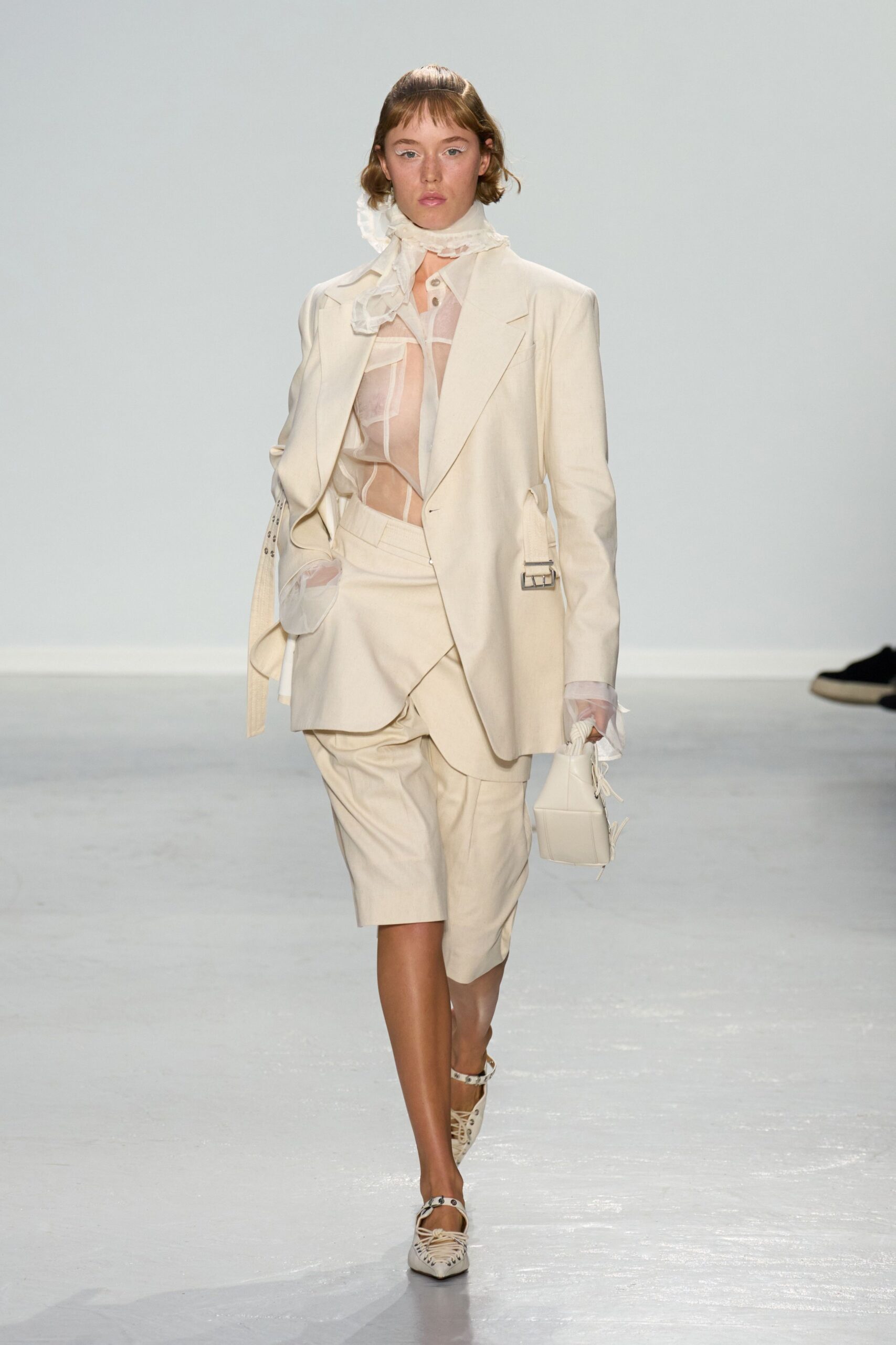 white tailored blazer with shorts