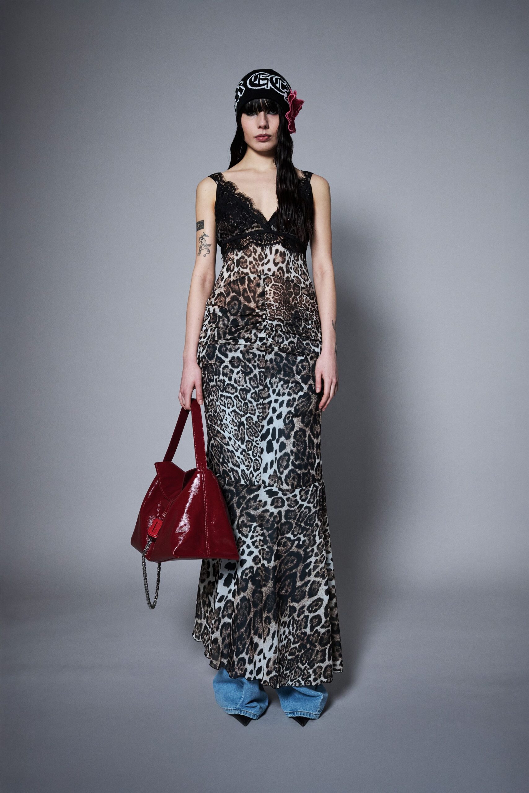 multi silk sleeveless v-neck fitted flared sheer dress