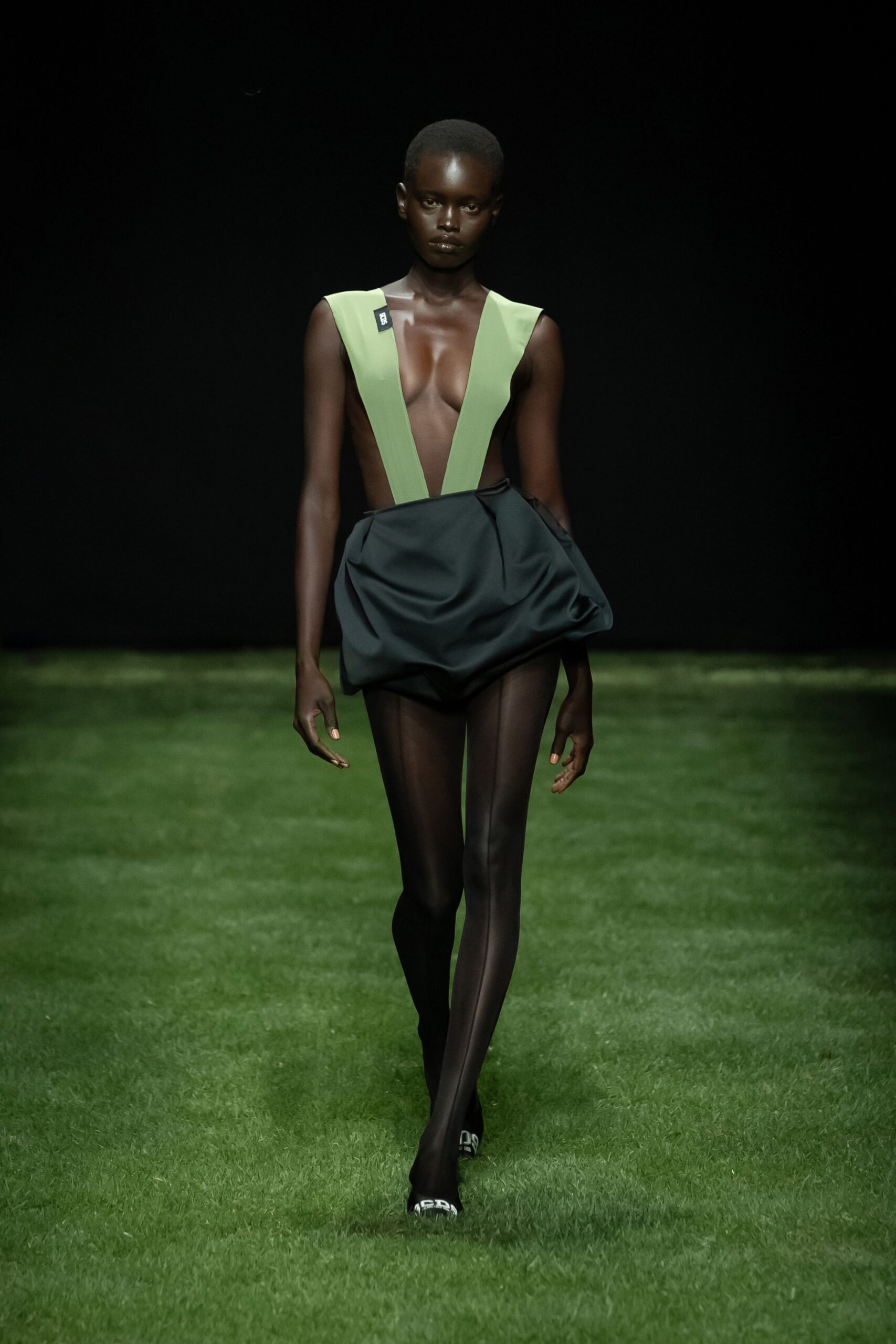 black and green fitted mini dress