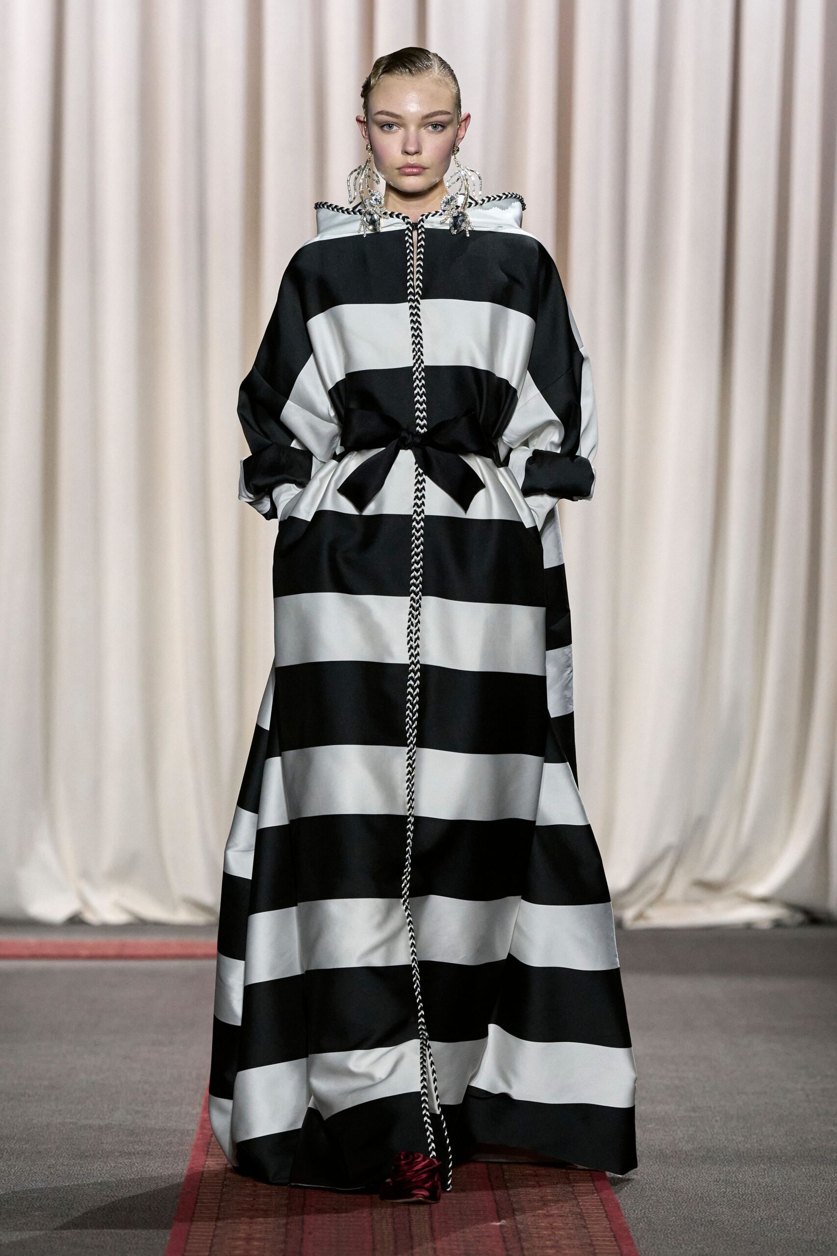 black and white striped maxi dress