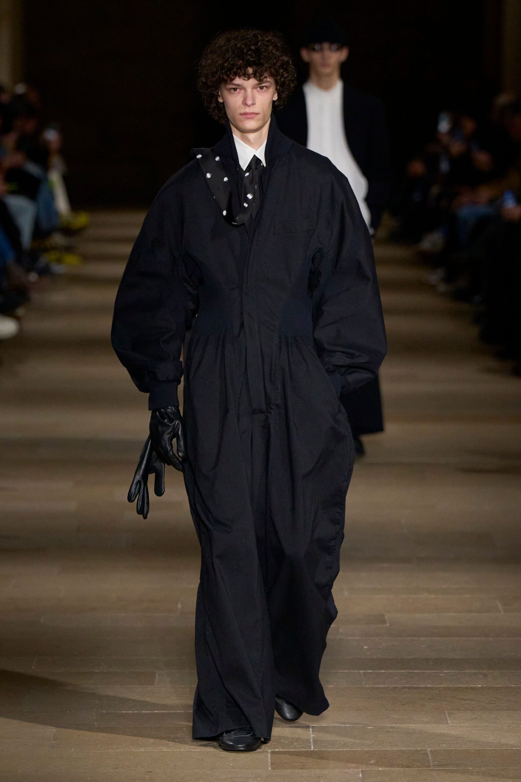black relaxed coat with white shirt