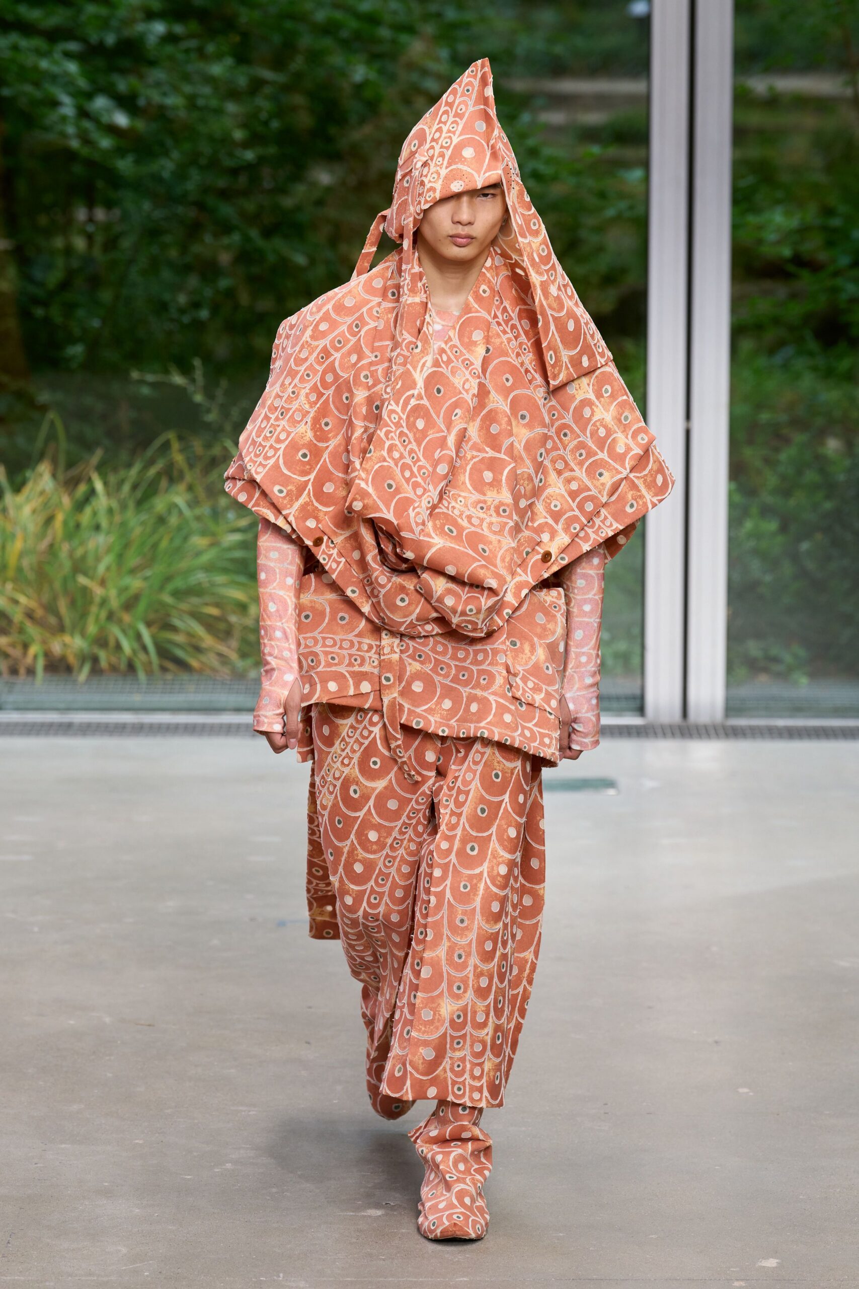 orange printed maxi dress