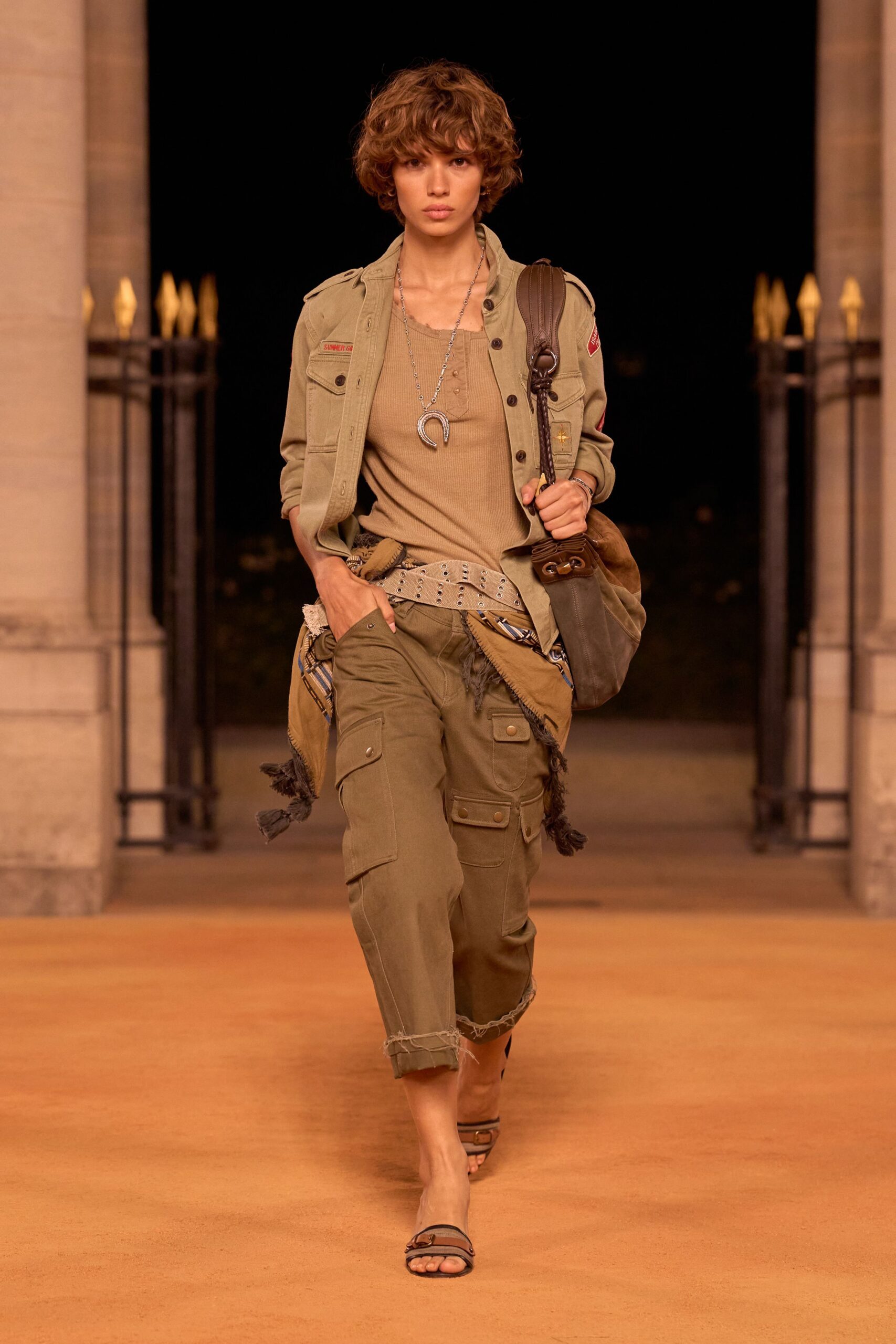 green cotton relaxed cargo pants