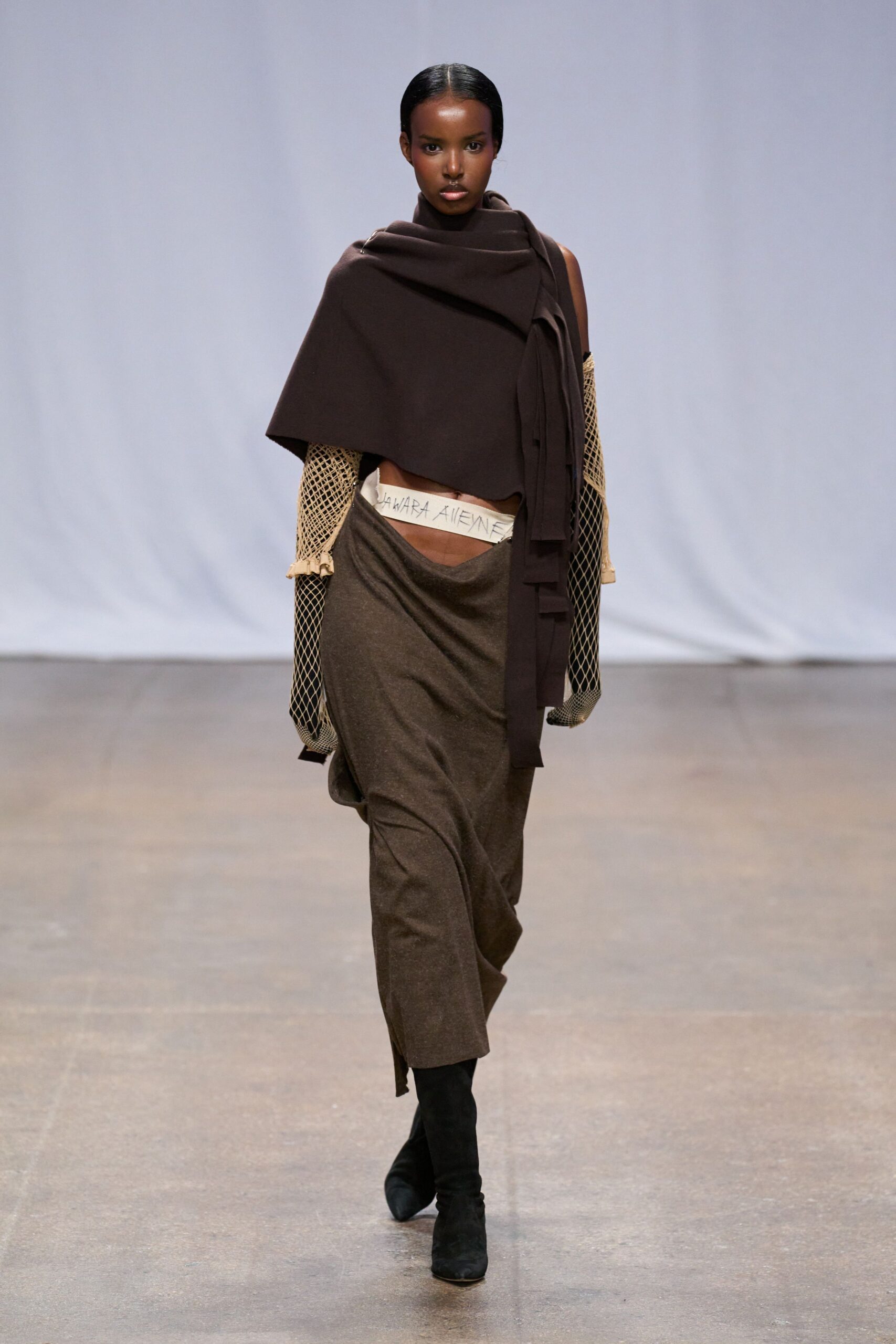 brown fitted midi dress with cape