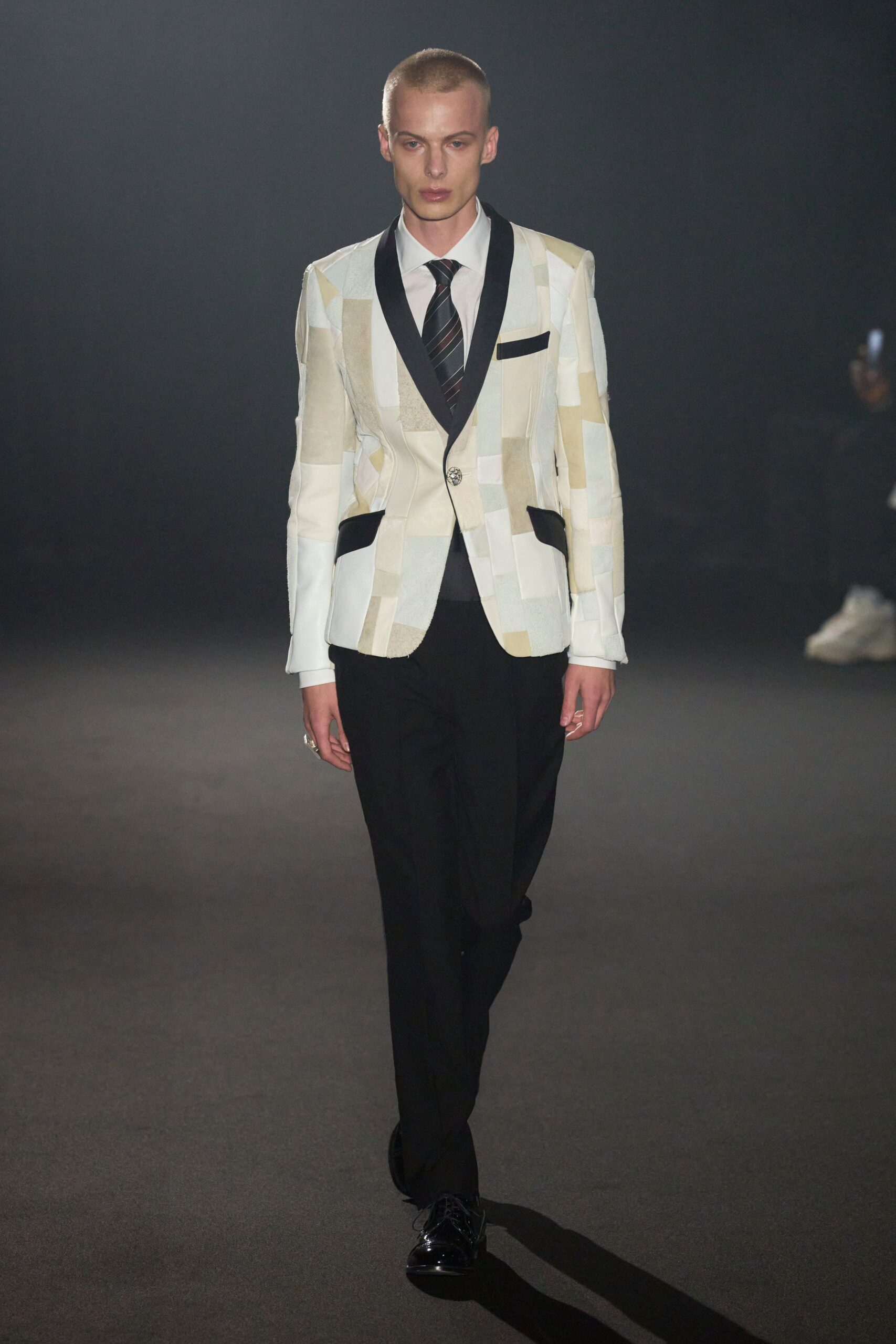 tailored black and white blazer
