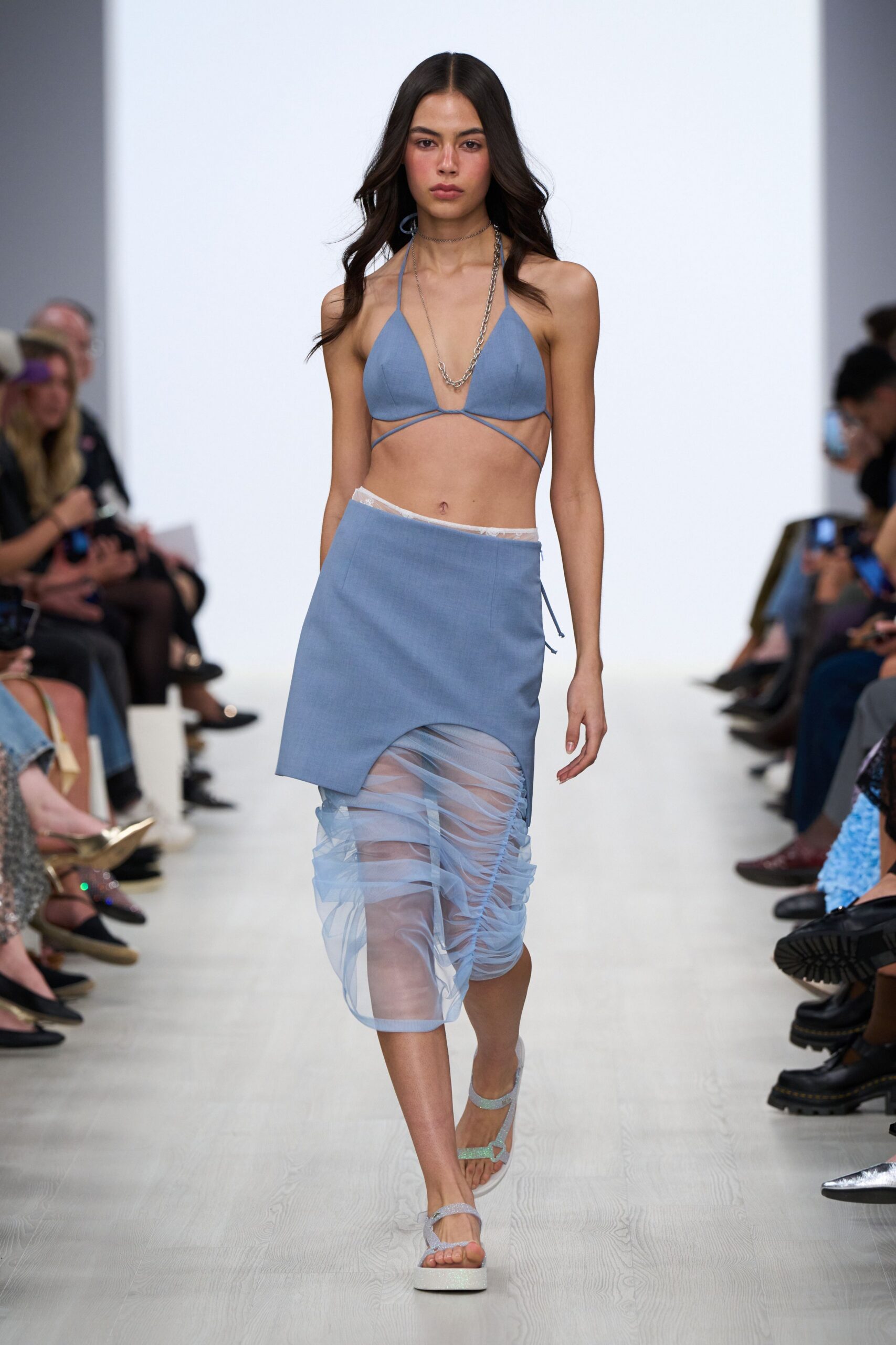 blue cotton sleeveless fitted ribbed cropped top